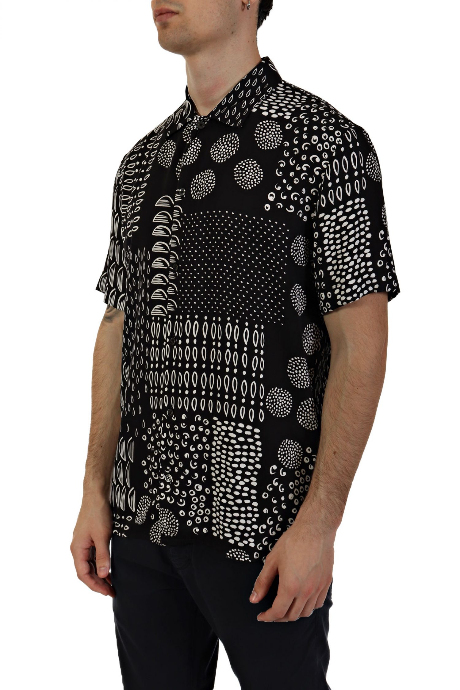 BALDESSARINI ΠΟΥΚΑΜΙΣΟ ΜΙΚΡΟΣΧΕΔΙΟ BLACK BEAUTY ΜΑΥΡΟ-ΛΕΥΚΟ