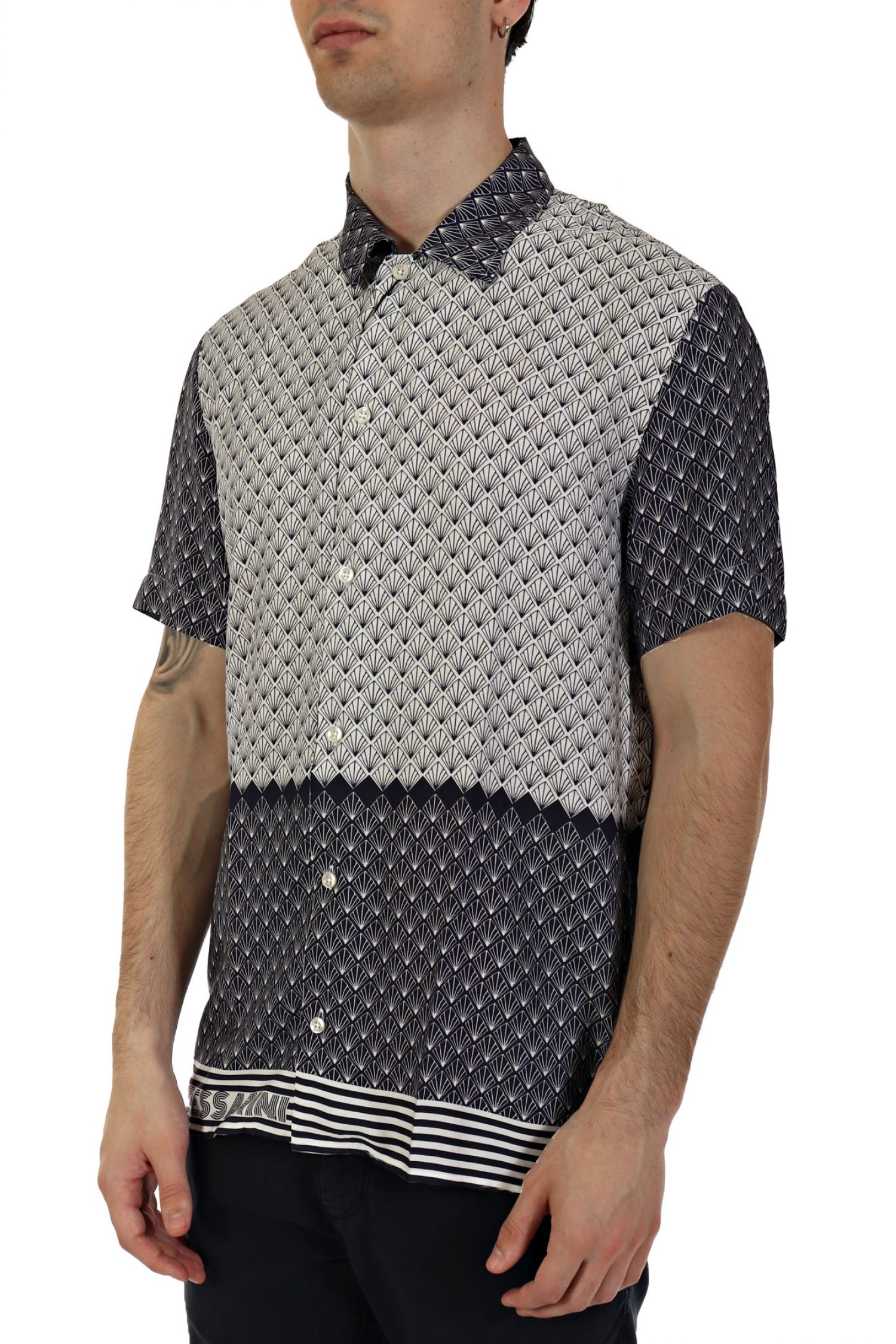 BALDESSARINI ΠΟΥΚΑΜΙΣΟ ΜΙΚΡΟΣΧΕΔΙΟ DEEP WELL MUSTER ΛΕΥΚΟ-ΜΠΛΕ