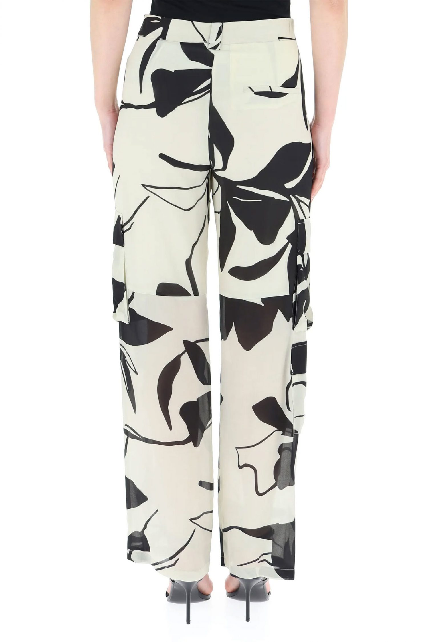 LIU-JO ΠΑΝΤΕΛΟΝΙ CARGO FLORAL ΜΠΕΖ-ΜΑΥΡΟ