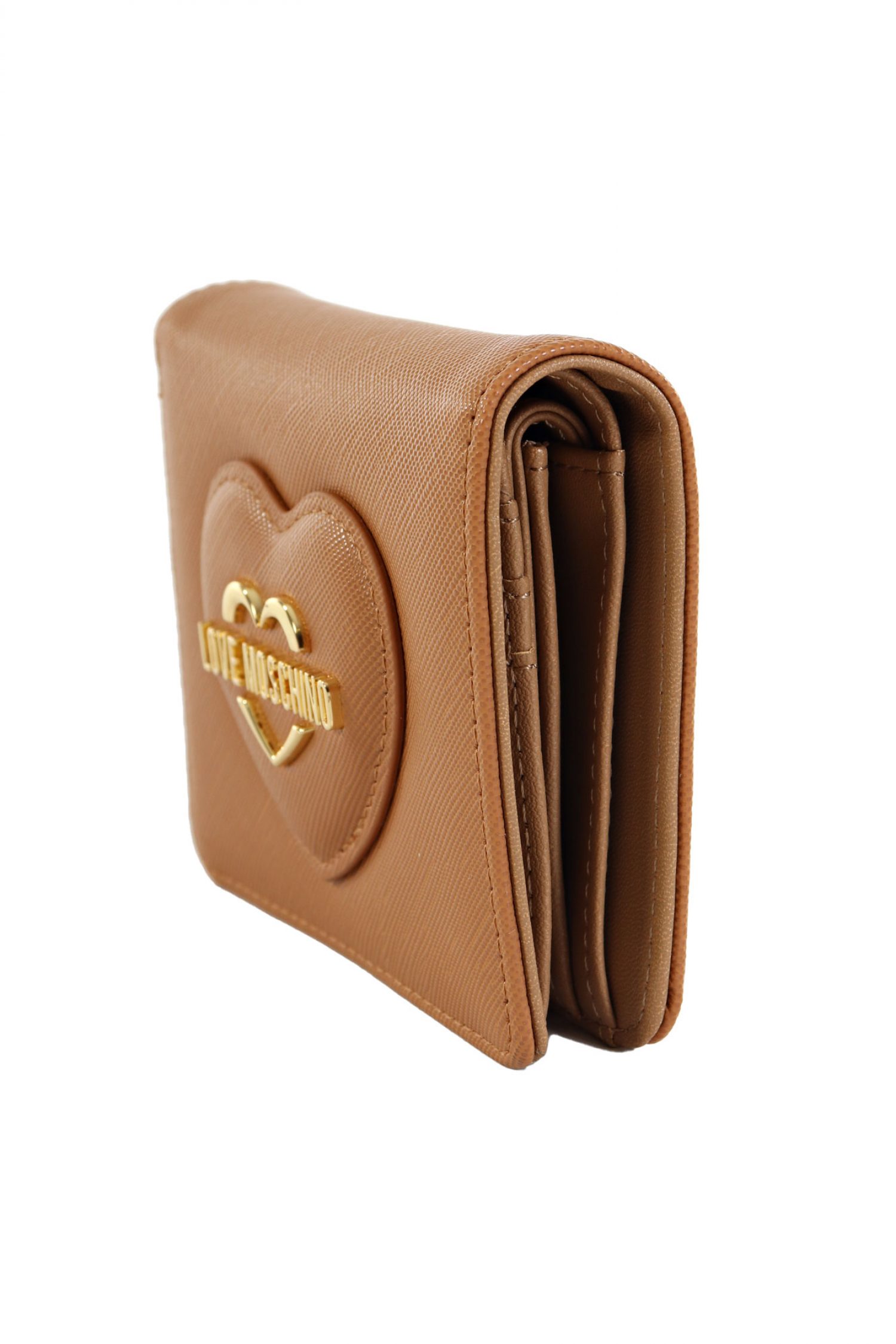 LOVE MOSCHINO ΠΟΡΤΟΦΟΛΙ ΜΕΤΑΛΛΙΚΟ LOGO ΚΑΜΕΛ φωτογραφία