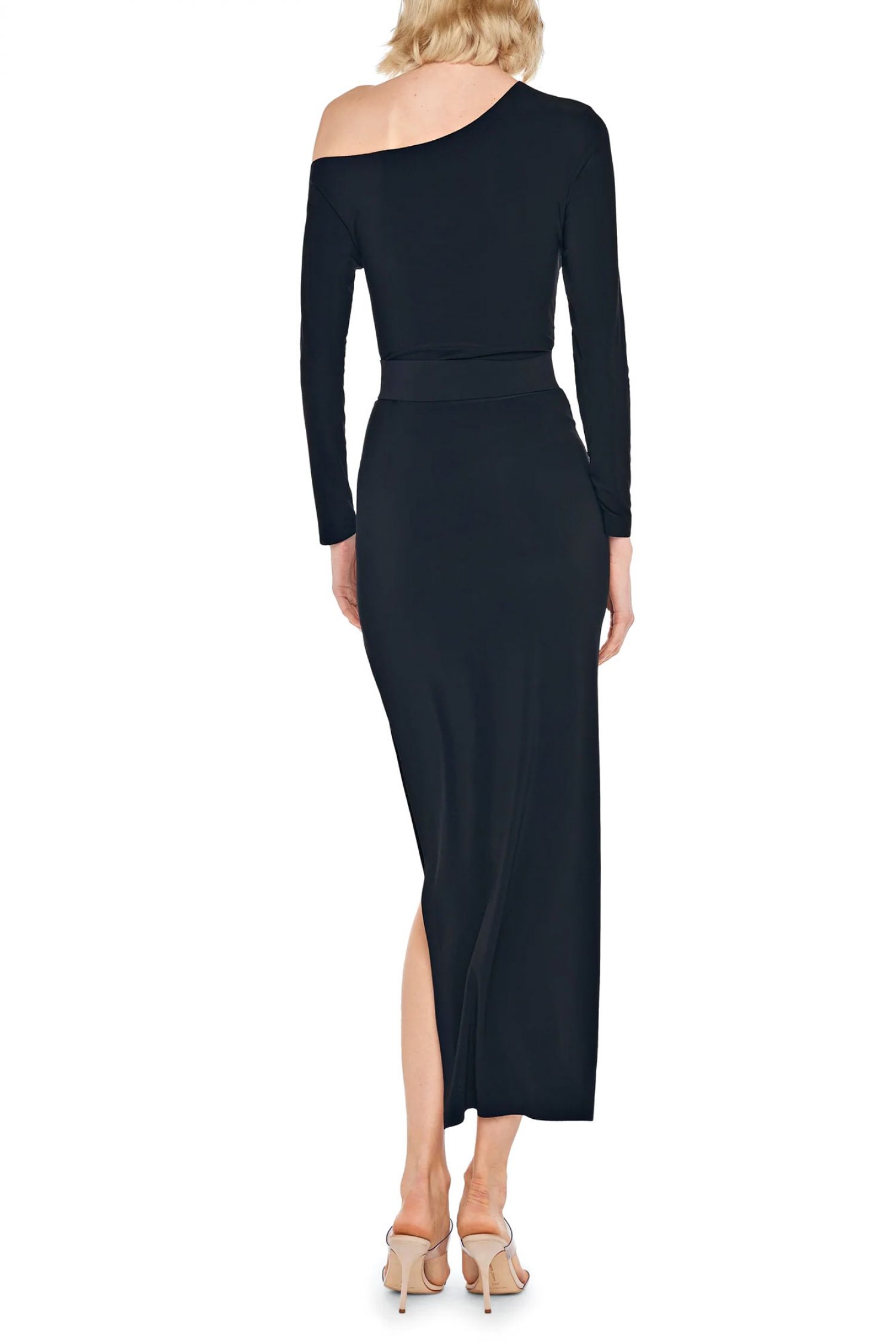 NORMA KAMALI ΦΟΡΕΜΑ MIDI ΣΚΙΣΙΜΟ ΠΛΑΙ ΖΩΝΗ ΜΑΥΡΟ