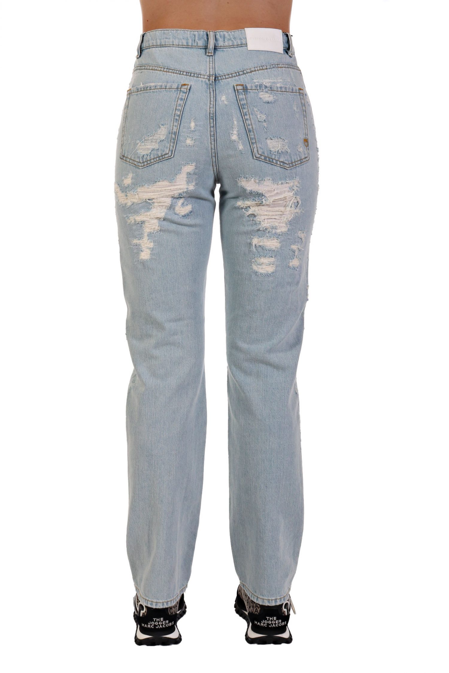 PINKO JEANS ROXANNE STRAIGHT BLEACH + ROTTURE ΜΠΛΕ ΑΝΟΙΧΤΟ