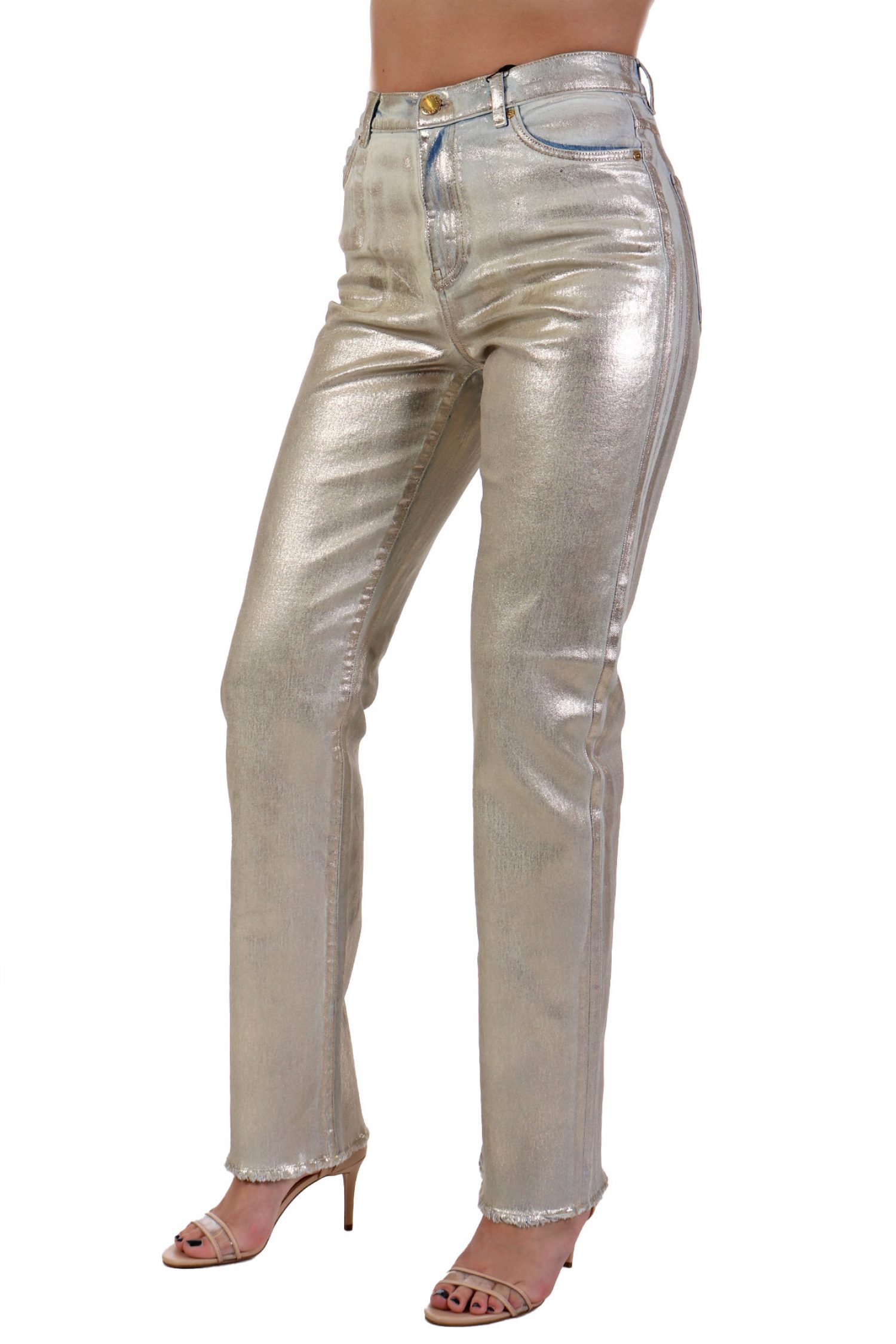 PINKO JEANS ROXANNE STRAIGHT SHINING ΜΠΕΖ ΜΕΤΑΛΛΙΚΟ