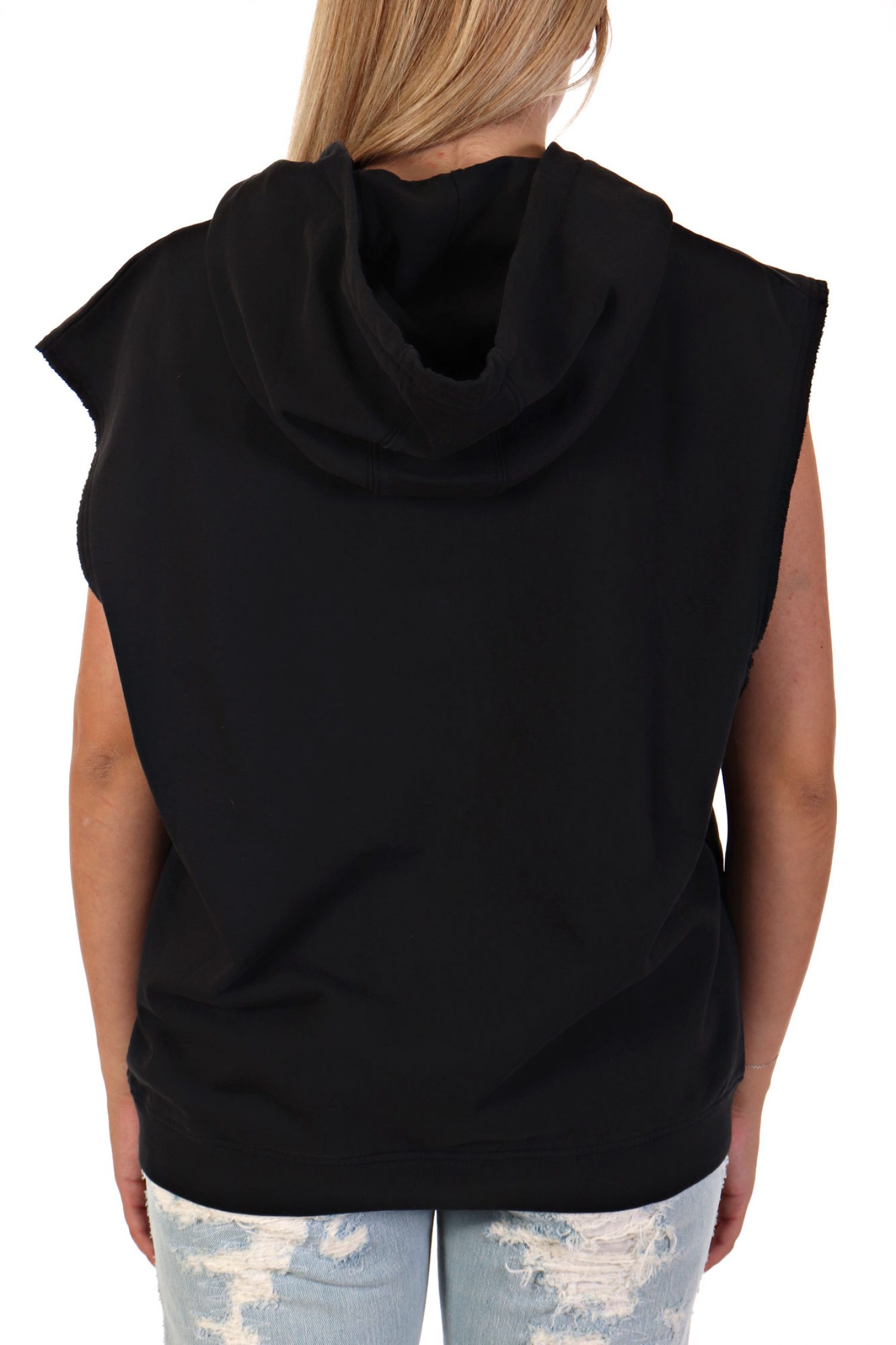 PINKO TOP HOODIE MINERVA MAGLIA FELPA LAVATA SILK ΚΟΡΔΟΝΙ ΣΤΡΑΣ ΜΑΥΡΟ