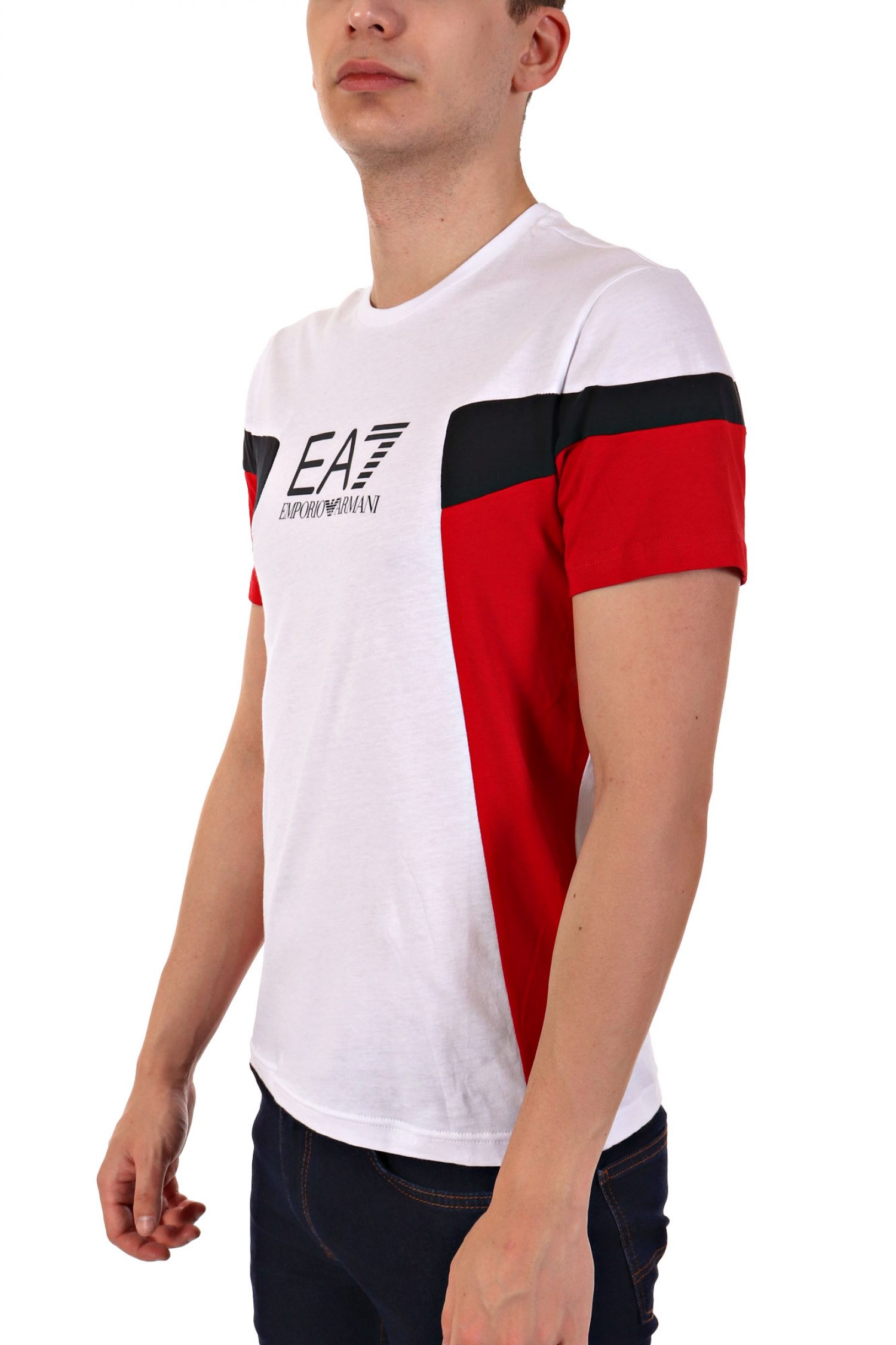 ARMANI 7 T-SHIRT LOGO ΛΕΥΚΟ-ΚΟΚΚΙΝΟ