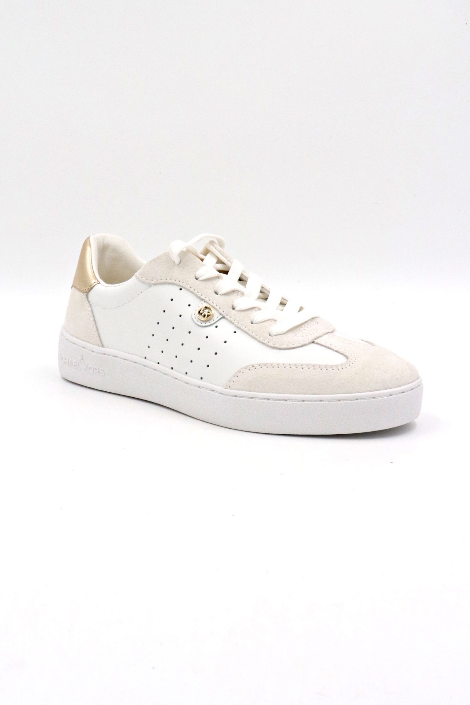 MICHAEL KORS ΠΑΠΟΥΤΣΙΑ SNEAKERS SCOTTY LACE UP LOGO ΧΡΥΣΟ/ΛΕΥΚΟ