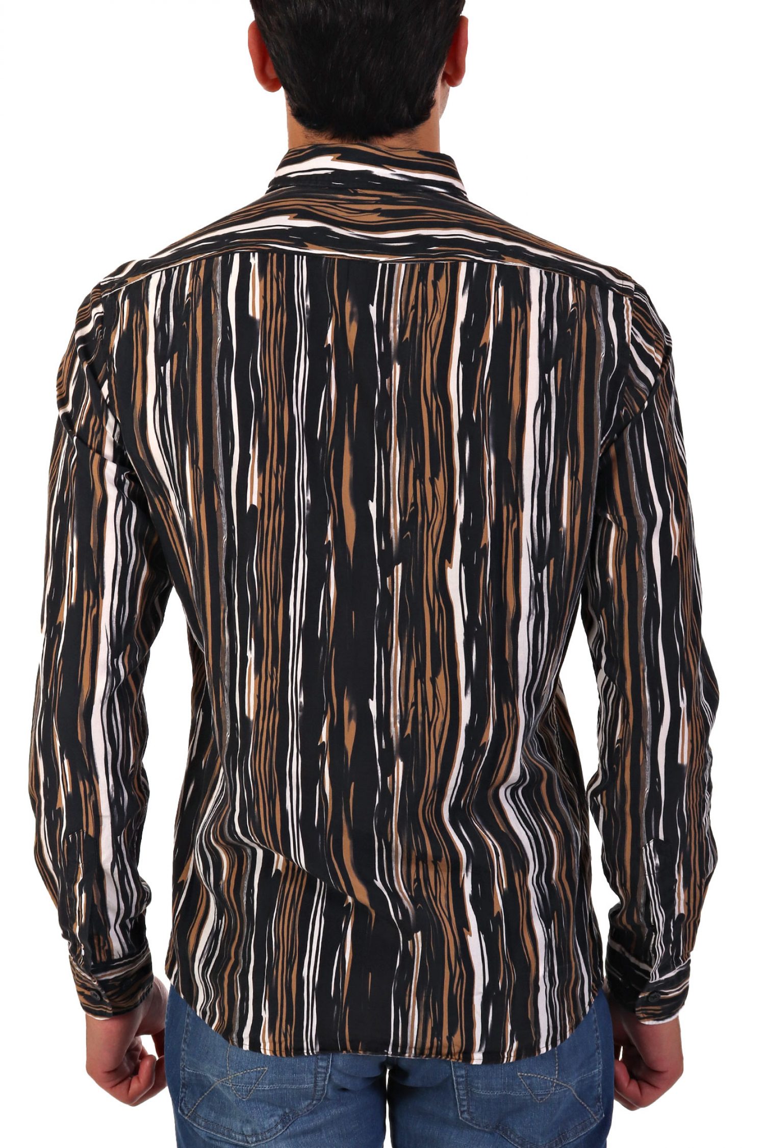 BOSS ΠΟΥΚΑΜΙΣΟ REGULAR FIT ΡΙΓΕ S-LIAM-KENT-C1-233 ΜΑΥΡΟ-ΤΑΜΠΑ-ΛΕΥΚΟ φωτογραφία