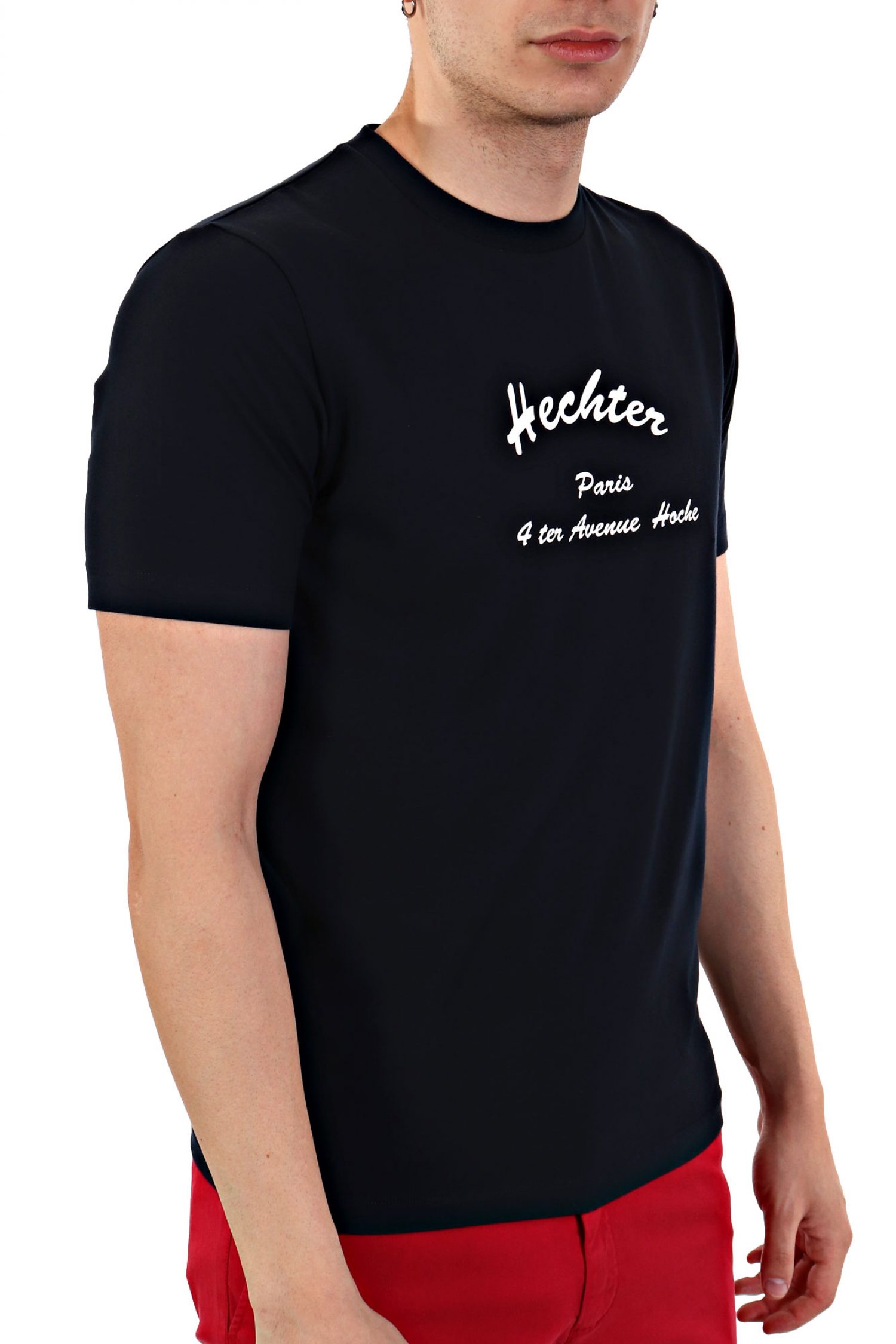 HECHTER T-SHIRT JERSEY ΛΕΥΚΟ LOGO ΜΠΛΕ ΣΚΟΥΡΟ