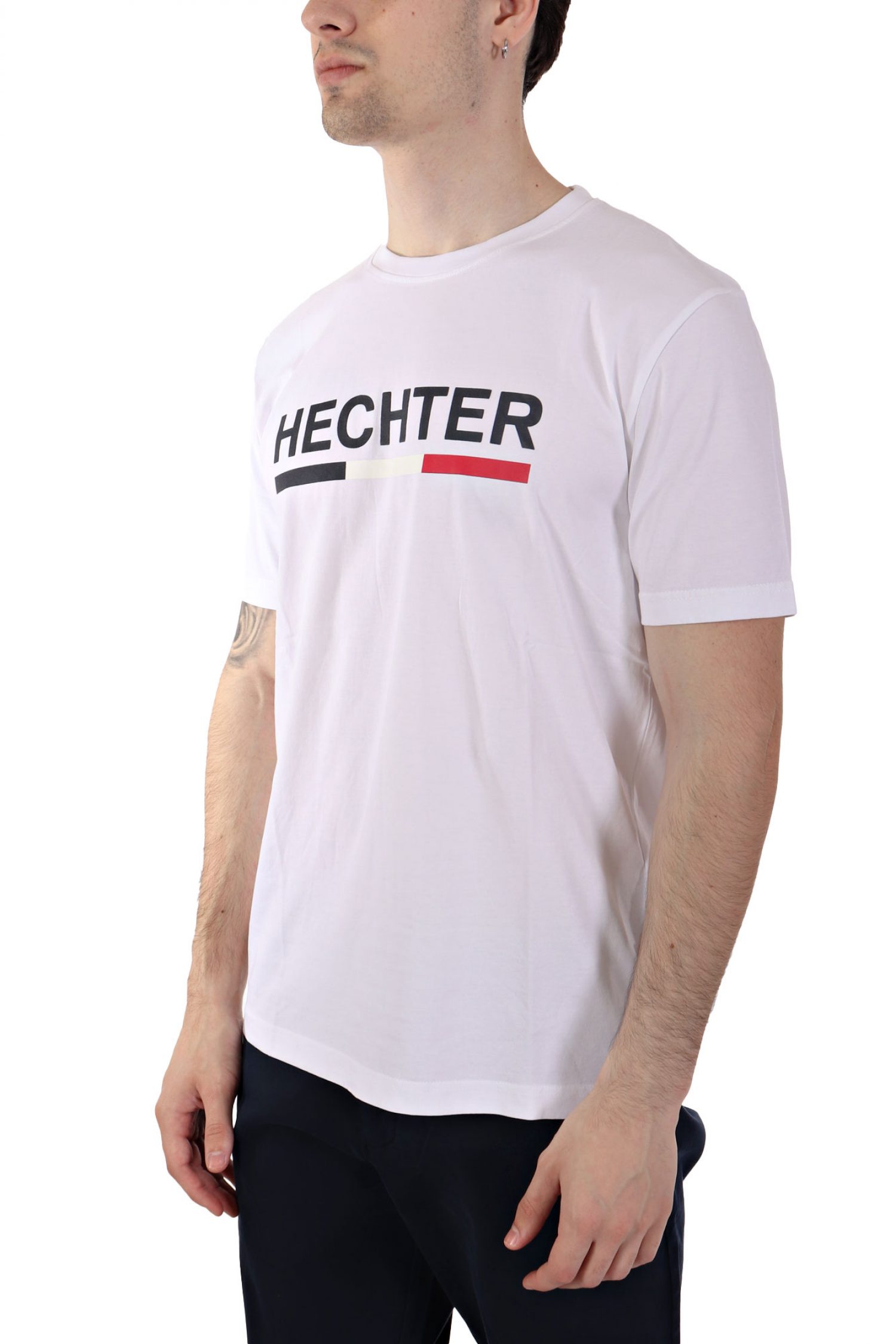 HECHTER T-SHIRT JERSEY LOGO ΑΝΑΓΛΥΦΟ ΜΕΓΑΛΟ ΛΕΥΚΟ