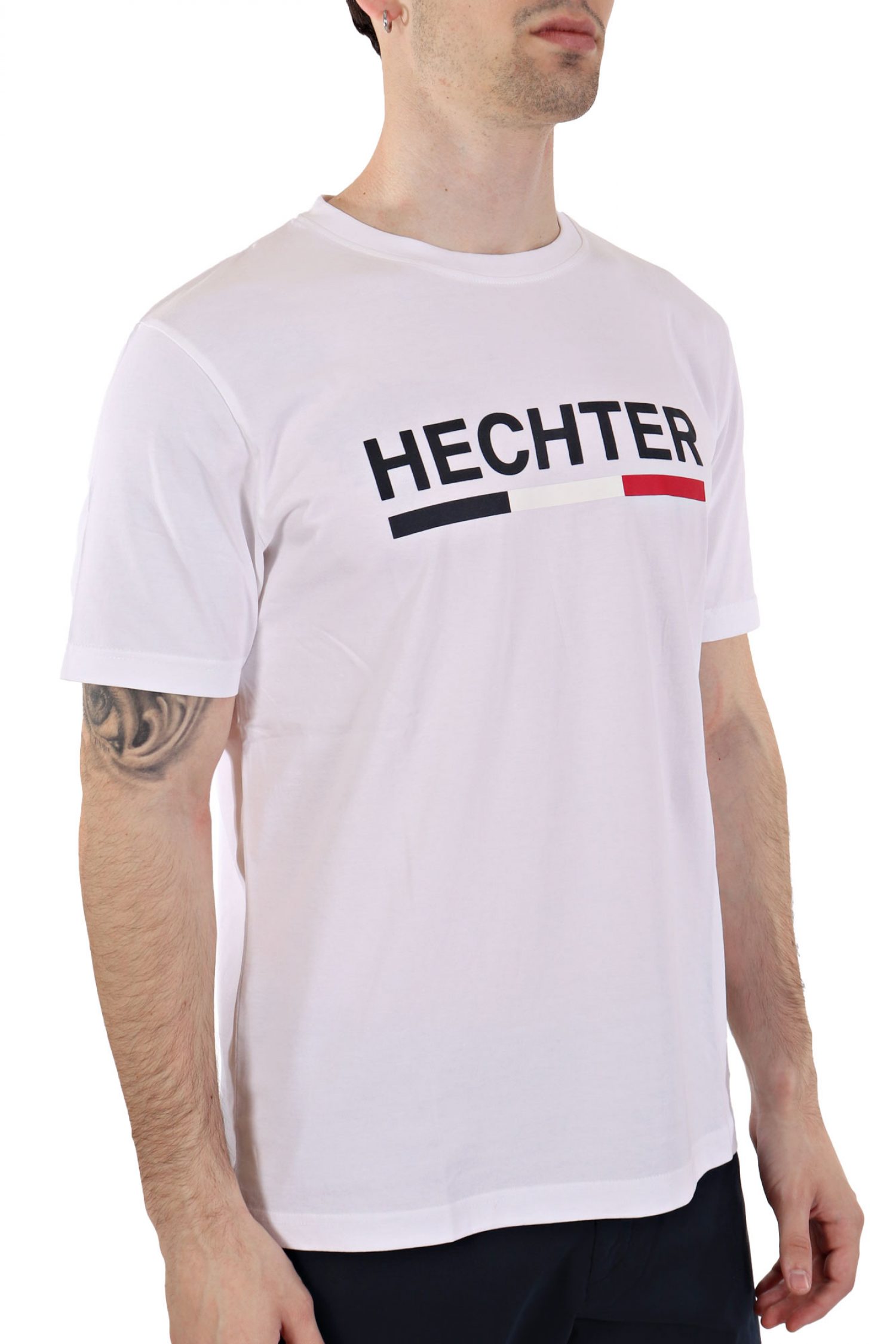 HECHTER T-SHIRT JERSEY LOGO ΑΝΑΓΛΥΦΟ ΜΕΓΑΛΟ ΛΕΥΚΟ φωτογραφία