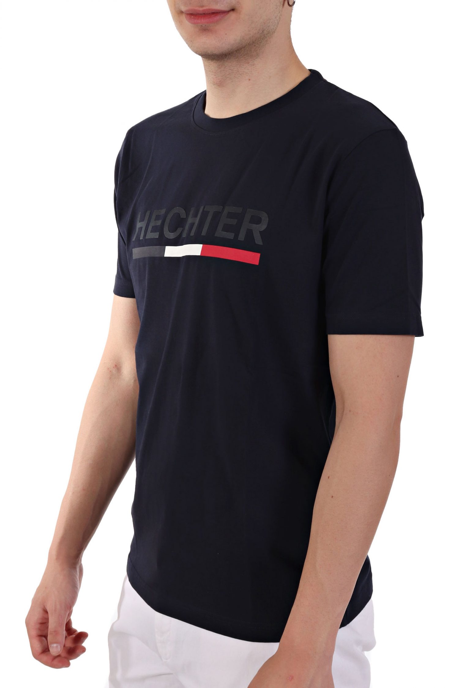 HECHTER T-SHIRT JERSEY LOGO ΑΝΑΓΛΥΦΟ ΜΕΓΑΛΟ ΜΠΛΕ ΣΚΟΥΡΟ