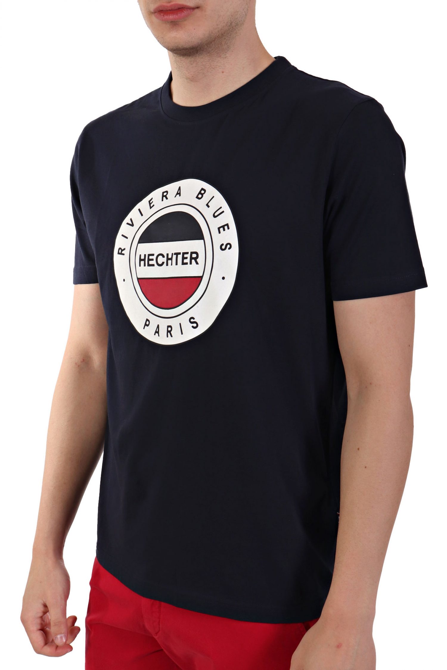 HECHTER T-SHIRT JERSEY LOGO ΜΠΛΕ ΣΚΟΥΡΟ