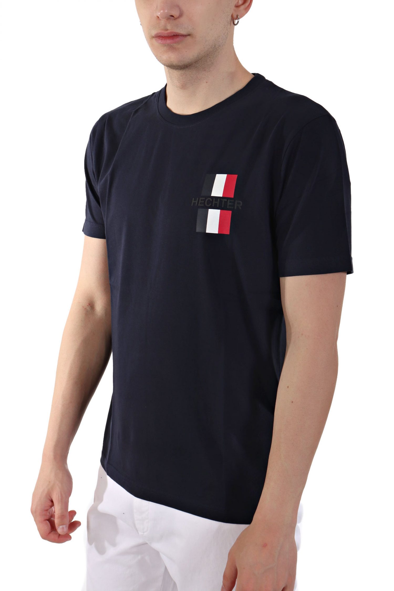 HECHTER T-SHIRT JERSEY LOGO ΑΝΑΓΛΥΦΟ ΜΙΚΡΟ ΜΠΛΕ ΣΚΟΥΡΟ