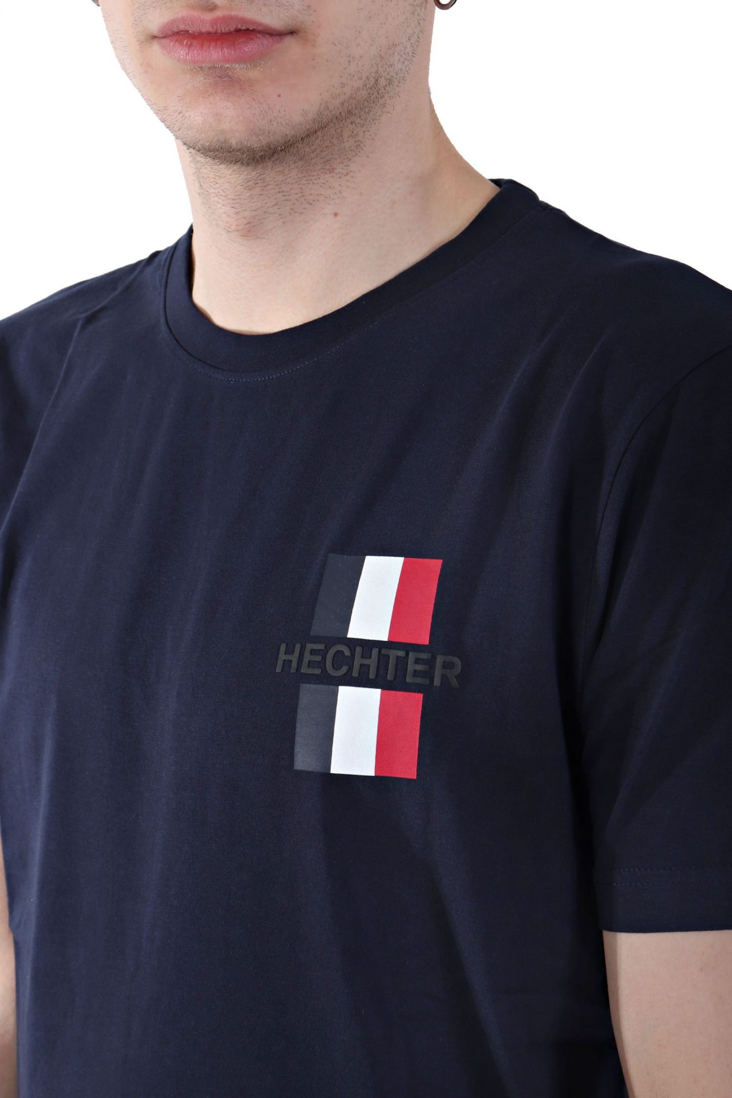 HECHTER T-SHIRT JERSEY LOGO ΑΝΑΓΛΥΦΟ ΜΙΚΡΟ ΜΠΛΕ ΣΚΟΥΡΟ φωτογραφία