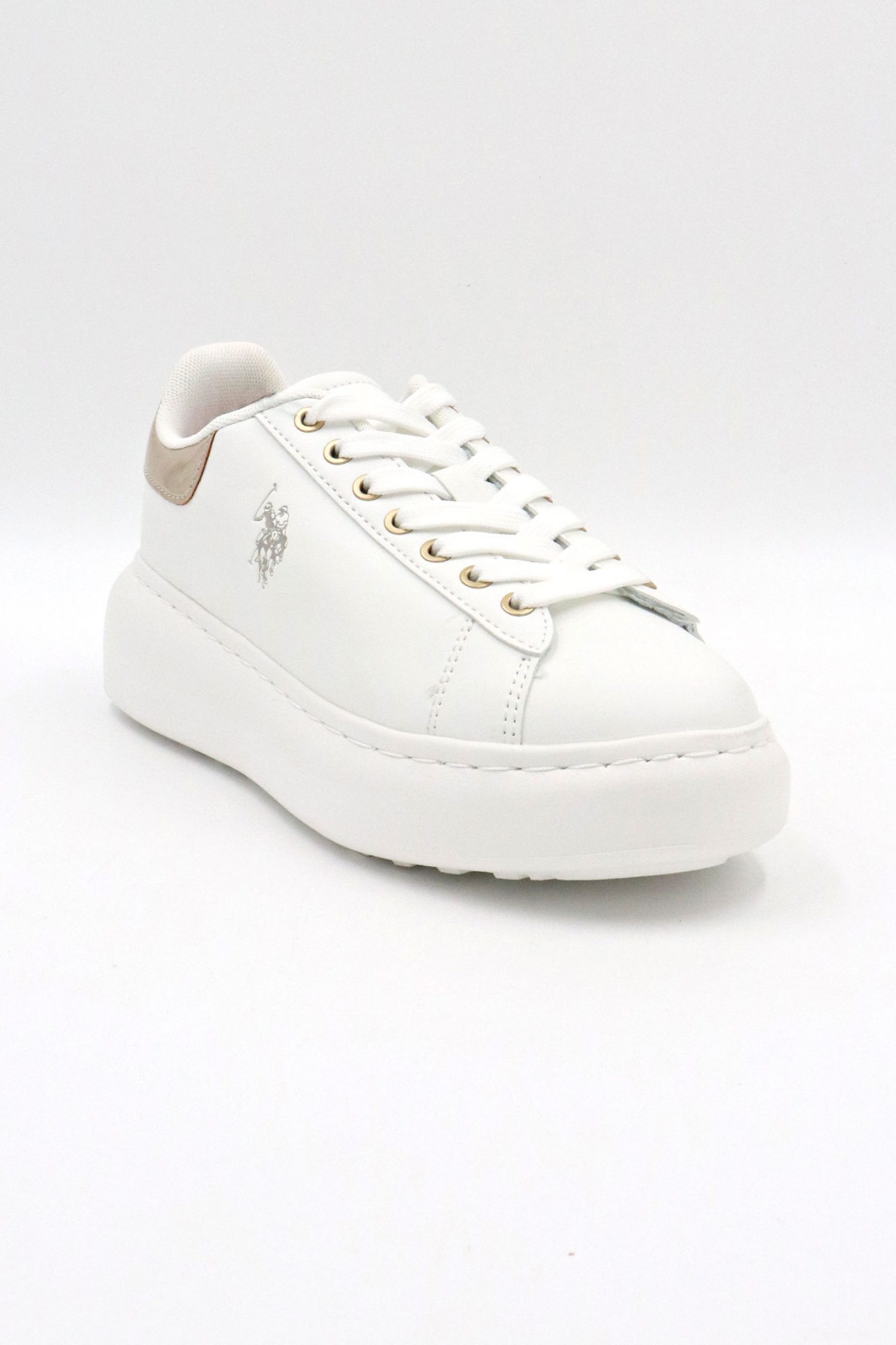 U.S. POLO ASSN. ΠΑΠΟΥΤΣΙΑ SNEAKERS XΡΥΣΗ ΛΕΠΤΟΜΕΡΕΙΑ LOGO ΛΕΥΚΟ φωτογραφία
