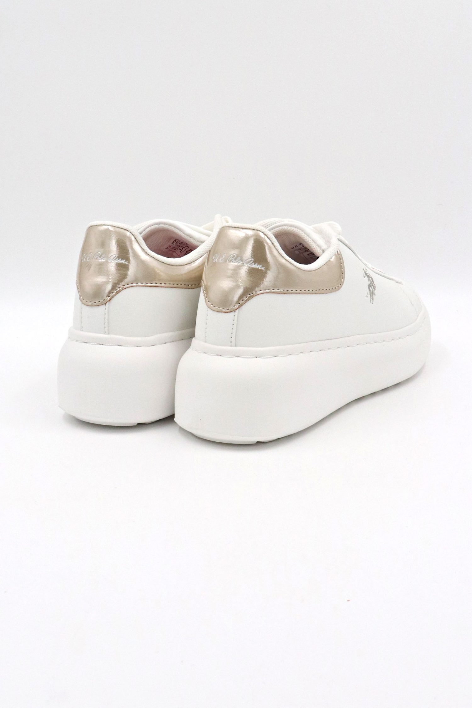 U.S. POLO ASSN. ΠΑΠΟΥΤΣΙΑ SNEAKERS XΡΥΣΗ ΛΕΠΤΟΜΕΡΕΙΑ LOGO ΛΕΥΚΟ φωτογραφία