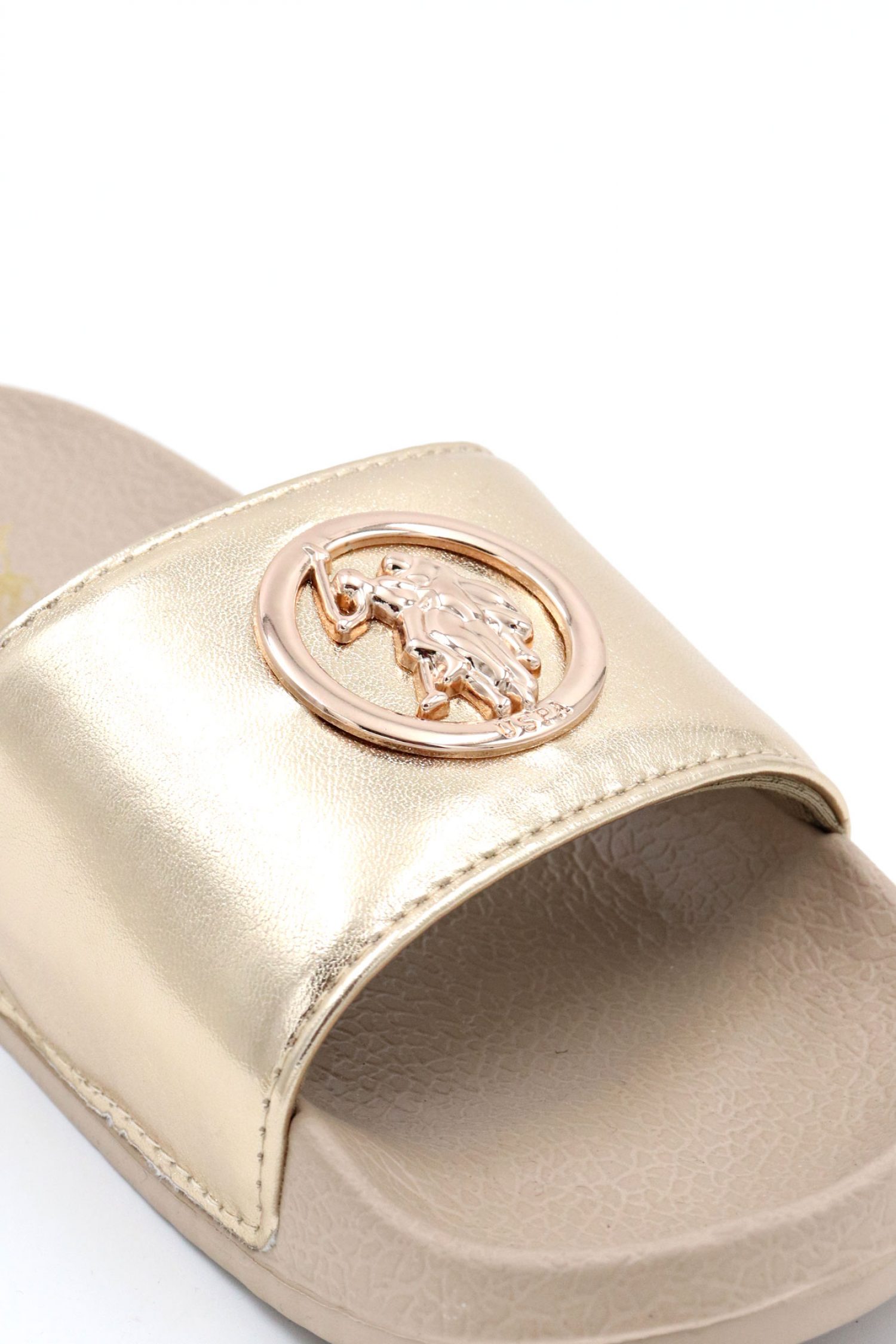U.S. POLO ASSN. ΠΑΠΟΥΤΣΙΑ ΠΑΝΤΟΦΛΕΣ METΑΛΛΙΚΟ LOGO ΧΡΥΣΟ φωτογραφία