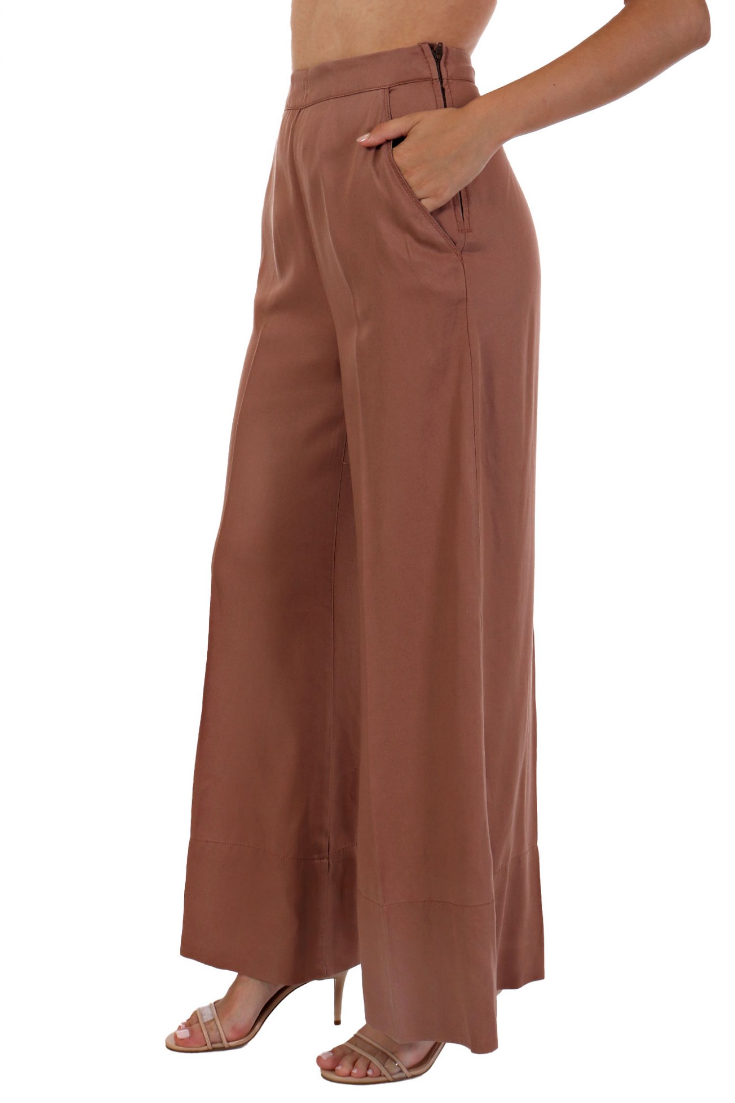 PINKO ΠΑΝΤΕΛΟΝΑ PAOLINA TWLL LYOCELL REDDISH ΚΑΦΕ