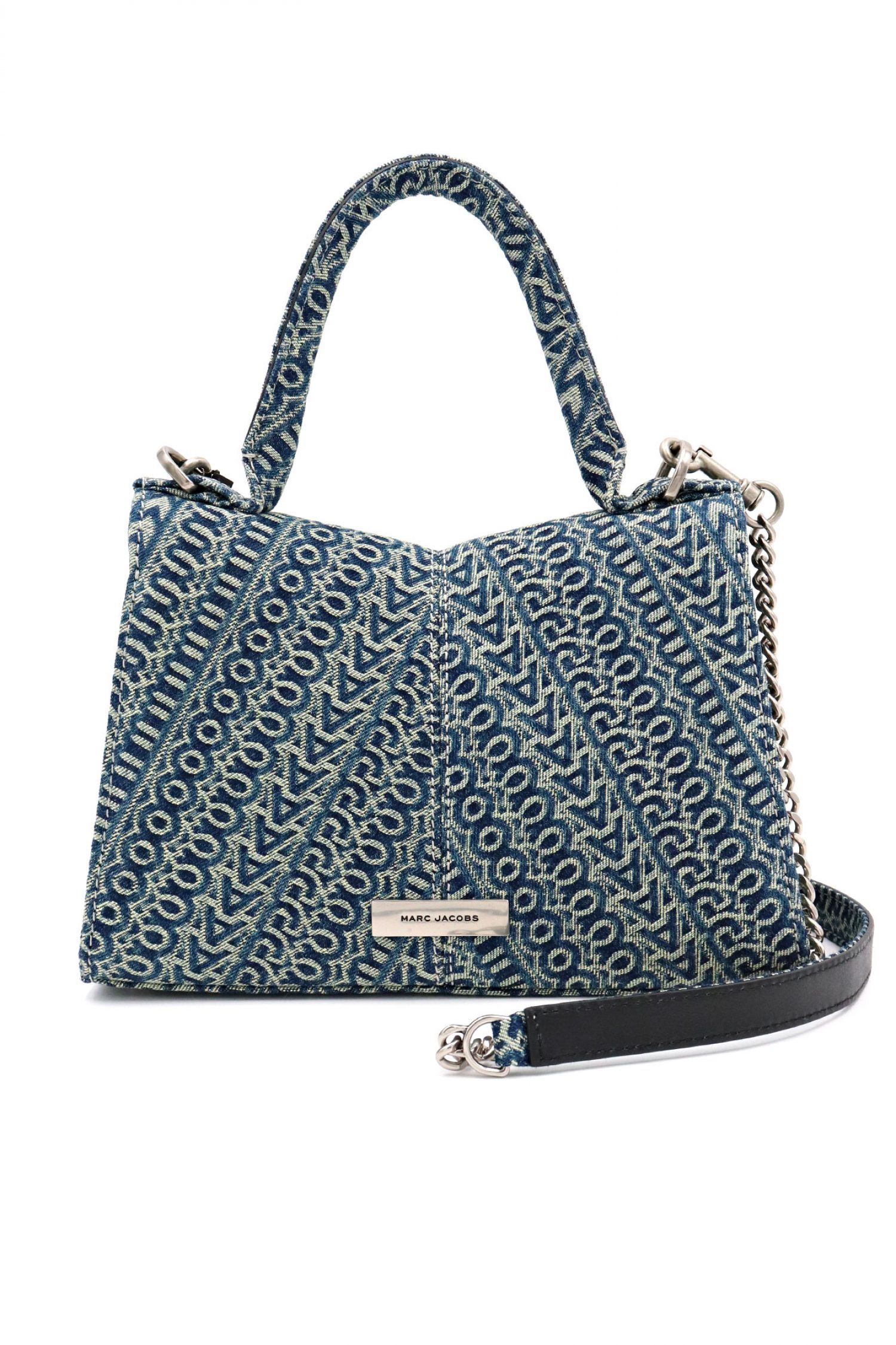 MARC JACOBS ΤΣΑΝΤΑΚΙ CROSS BODY/ΧΕΙΡΟΣ TOP HANDLE ΑΛΥΣΙΔΑ ALL OVER LOGO DENIM ΜΠΛΕ/ΜΠΕΖ