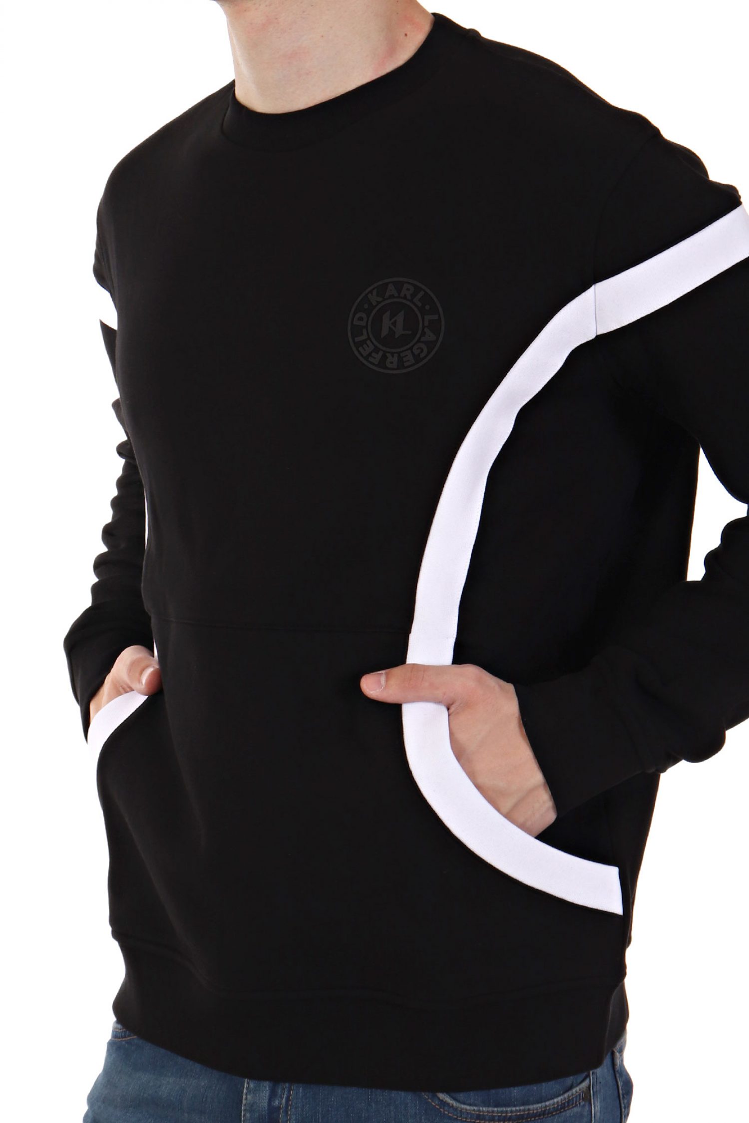 KARL LAGERFELD ΦΟΥΤΕΡ CREW NECK LOGO ΜΑΥΡΟ-ΛΕΥΚΟ φωτογραφία