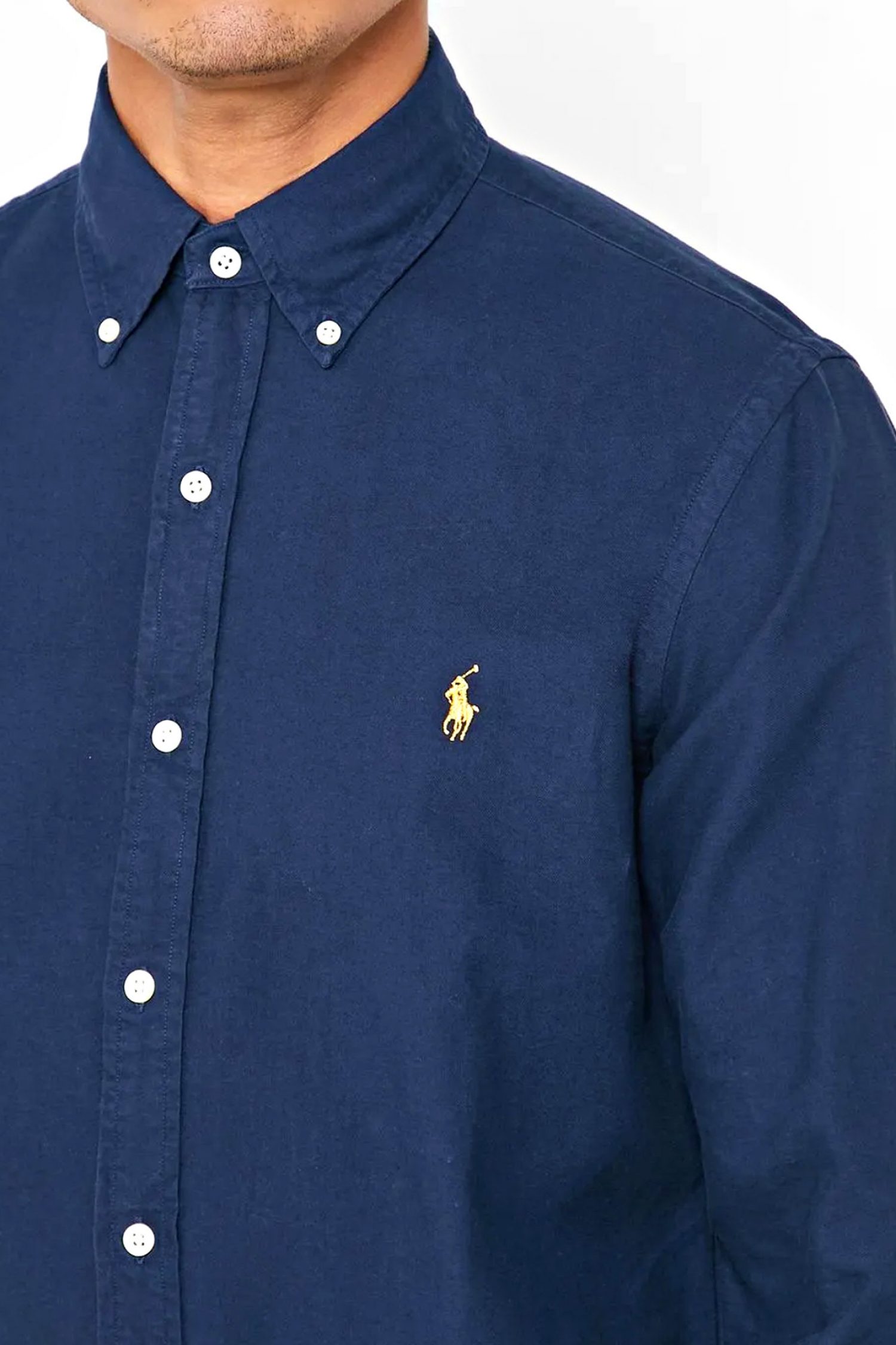 RALPH LAUREN ΠΟΥΚΑΜΙΣΟ BUTTON DOWN OXFORD SLIM FIT LOGO ΜΠΛΕ φωτογραφία