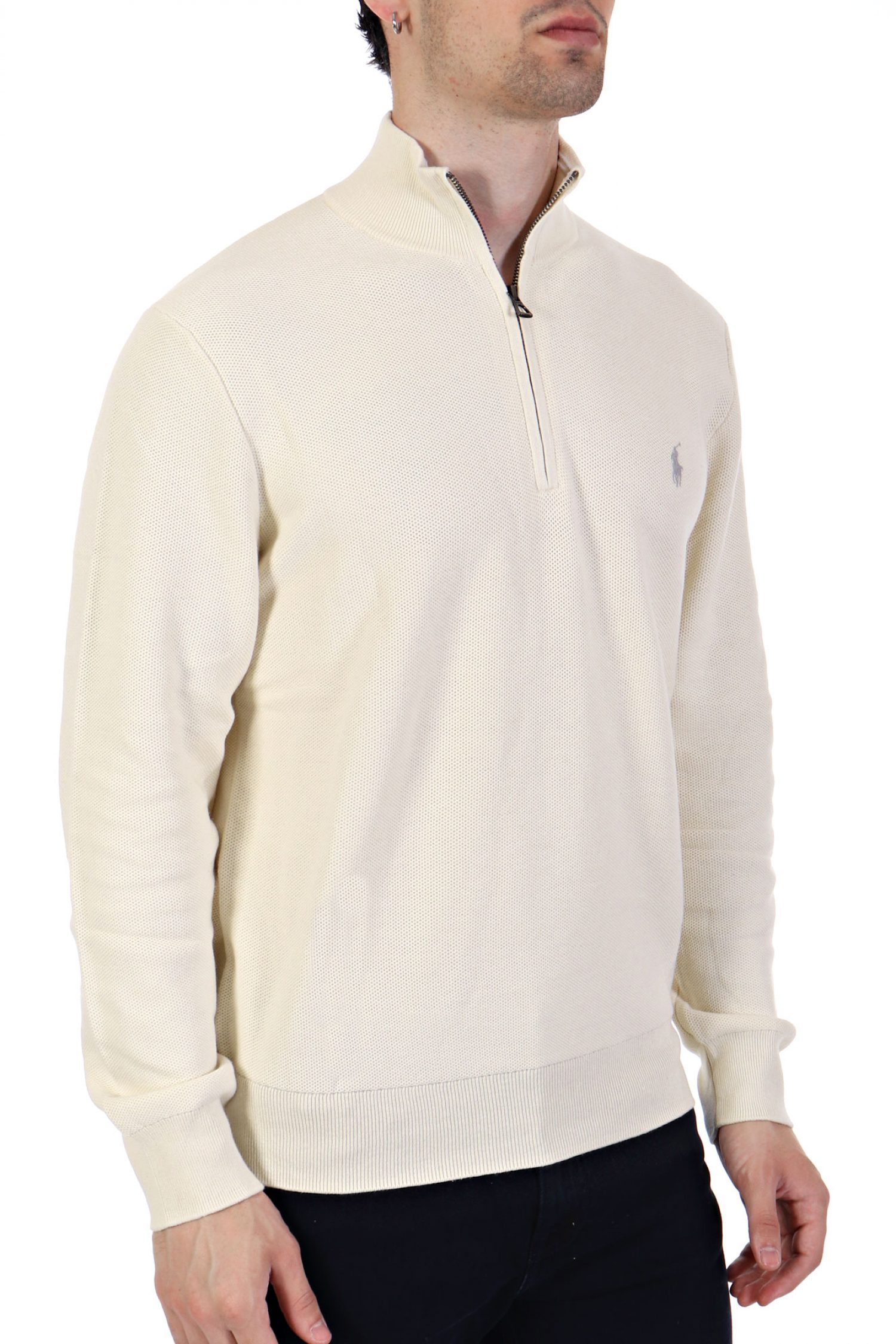 RALPH LAUREN ΠΛΕΚΤΟ HALFZIP LOGO ΕΚΡΟΥ φωτογραφία