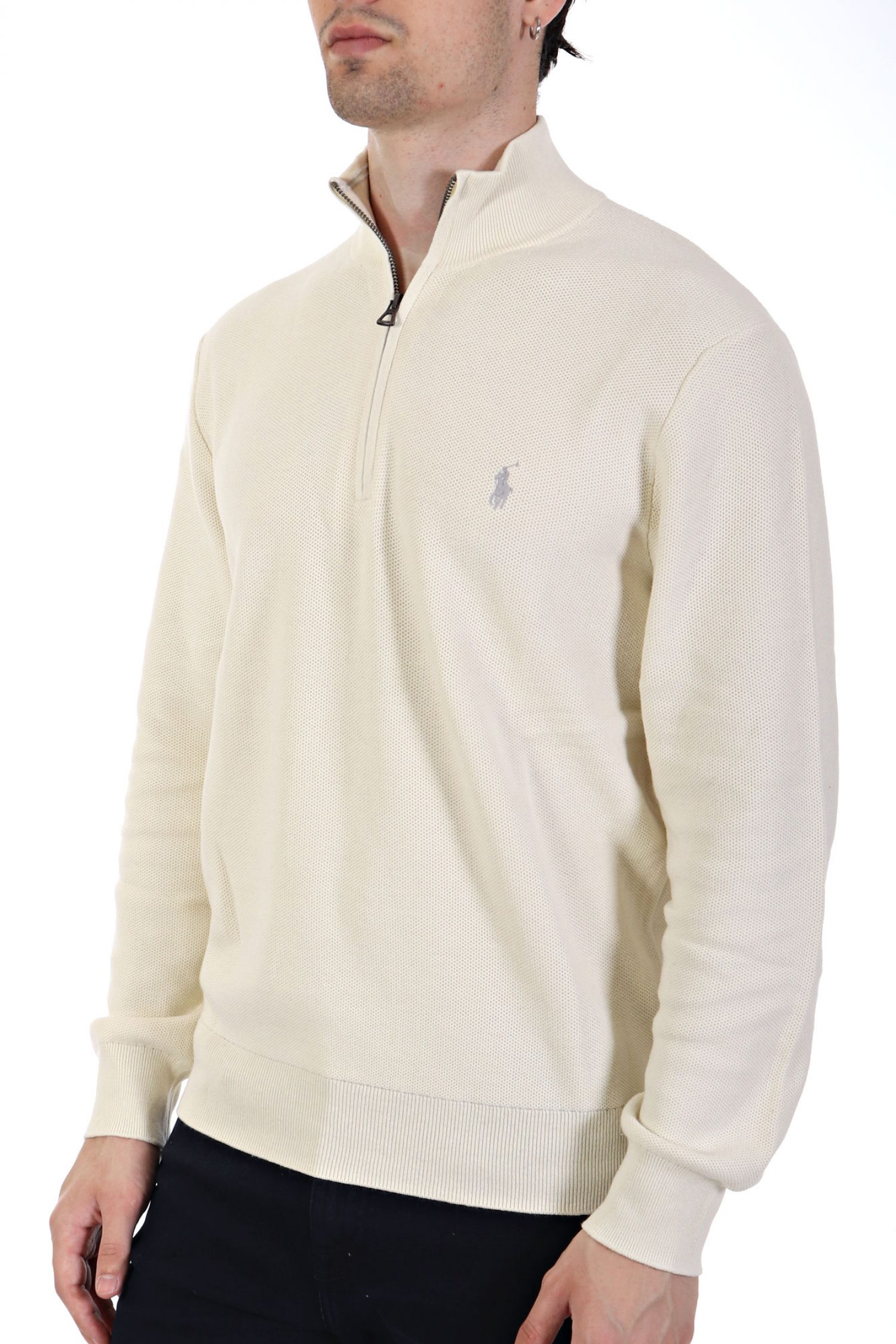 RALPH LAUREN ΠΛΕΚΤΟ HALFZIP LOGO ΕΚΡΟΥ φωτογραφία