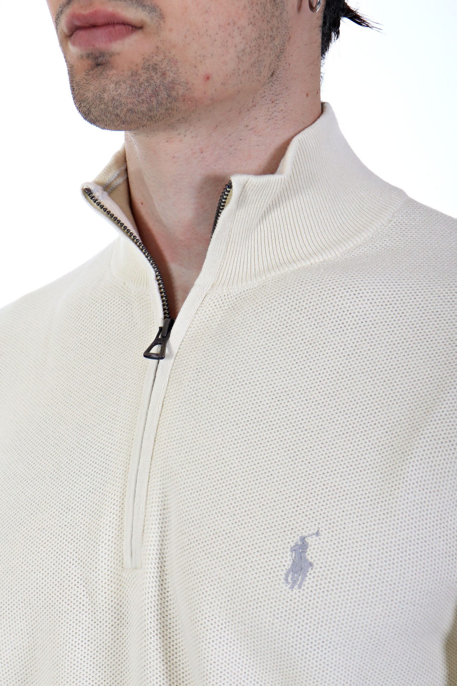 RALPH LAUREN ΠΛΕΚΤΟ HALFZIP LOGO ΕΚΡΟΥ φωτογραφία