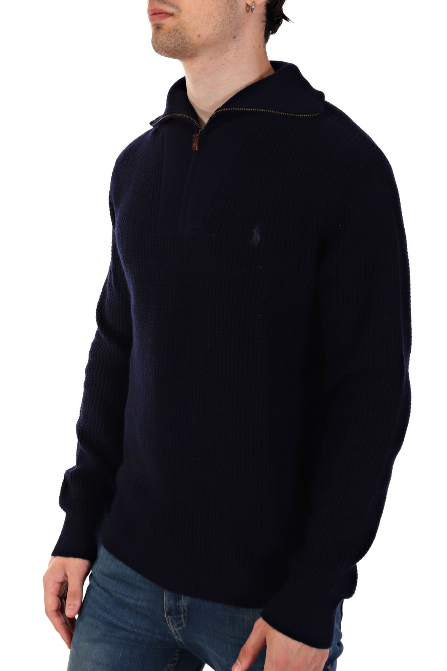 RALPH LAUREN ΠΛΕΚΤΟ HALFZIP LOGO ΜΠΛΕ φωτογραφία