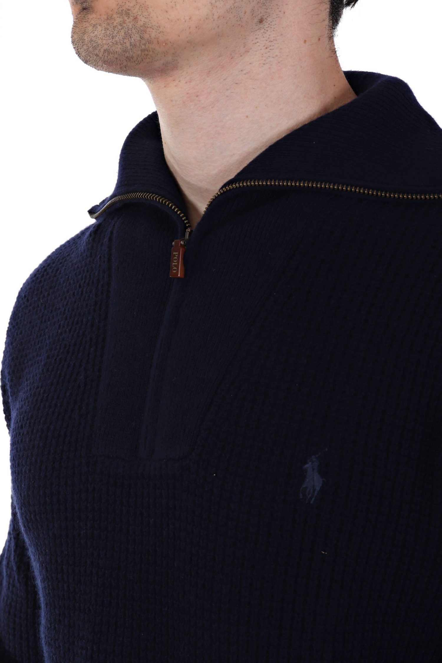 RALPH LAUREN ΠΛΕΚΤΟ HALFZIP LOGO ΜΠΛΕ φωτογραφία