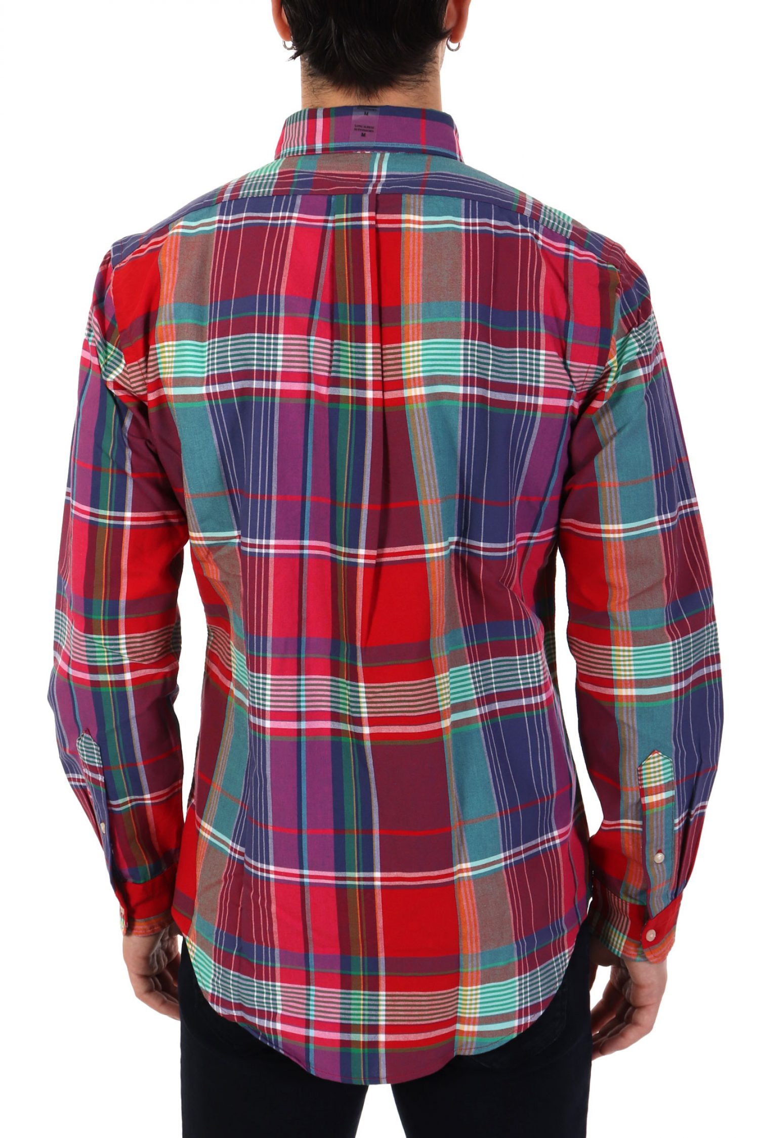 RALPH LAUREN ΠΟΥΚΑΜΙΣΟ ΚΑΡΩ BUTTON DOWN CUSTOM FIT LOGO ΚΟΚΚΙΝΟ-ΜΠΛΕ