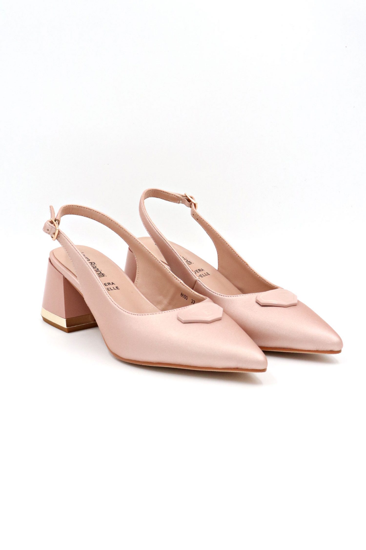 LAURA BIAGIOTTI ΠΑΠΟΥΤΣΙΑ MULES AΓΚΡΑΦΑ LOGO ΠΕΡΛΕ/ ΡΟΖ