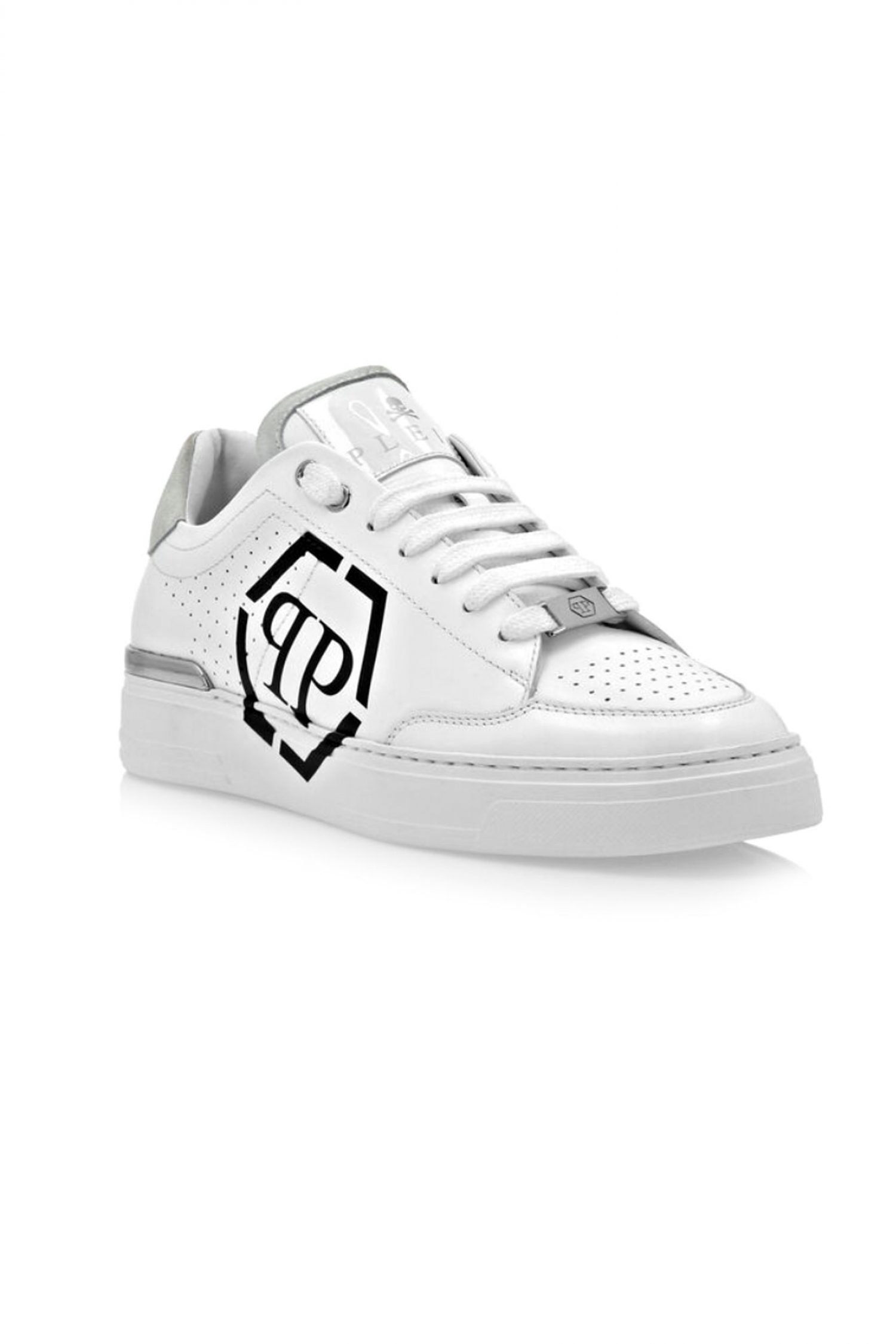PHILIPP PLEIN ΠΑΠΟΥΤΣΙΑ SNEAKERS LOGO HEXAGON ΛΕΥΚΟ