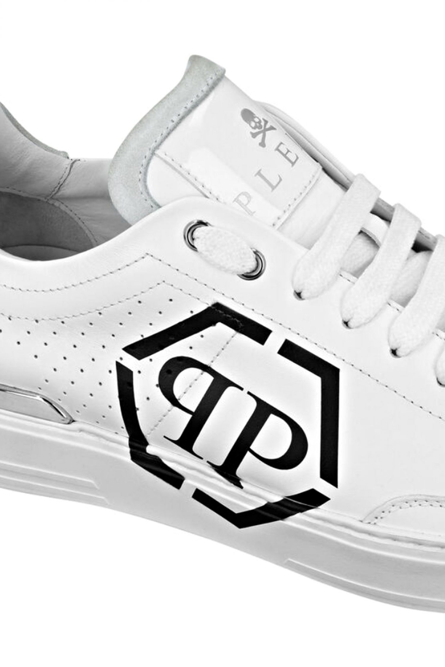 PHILIPP PLEIN ΠΑΠΟΥΤΣΙΑ SNEAKERS LOGO HEXAGON ΛΕΥΚΟ