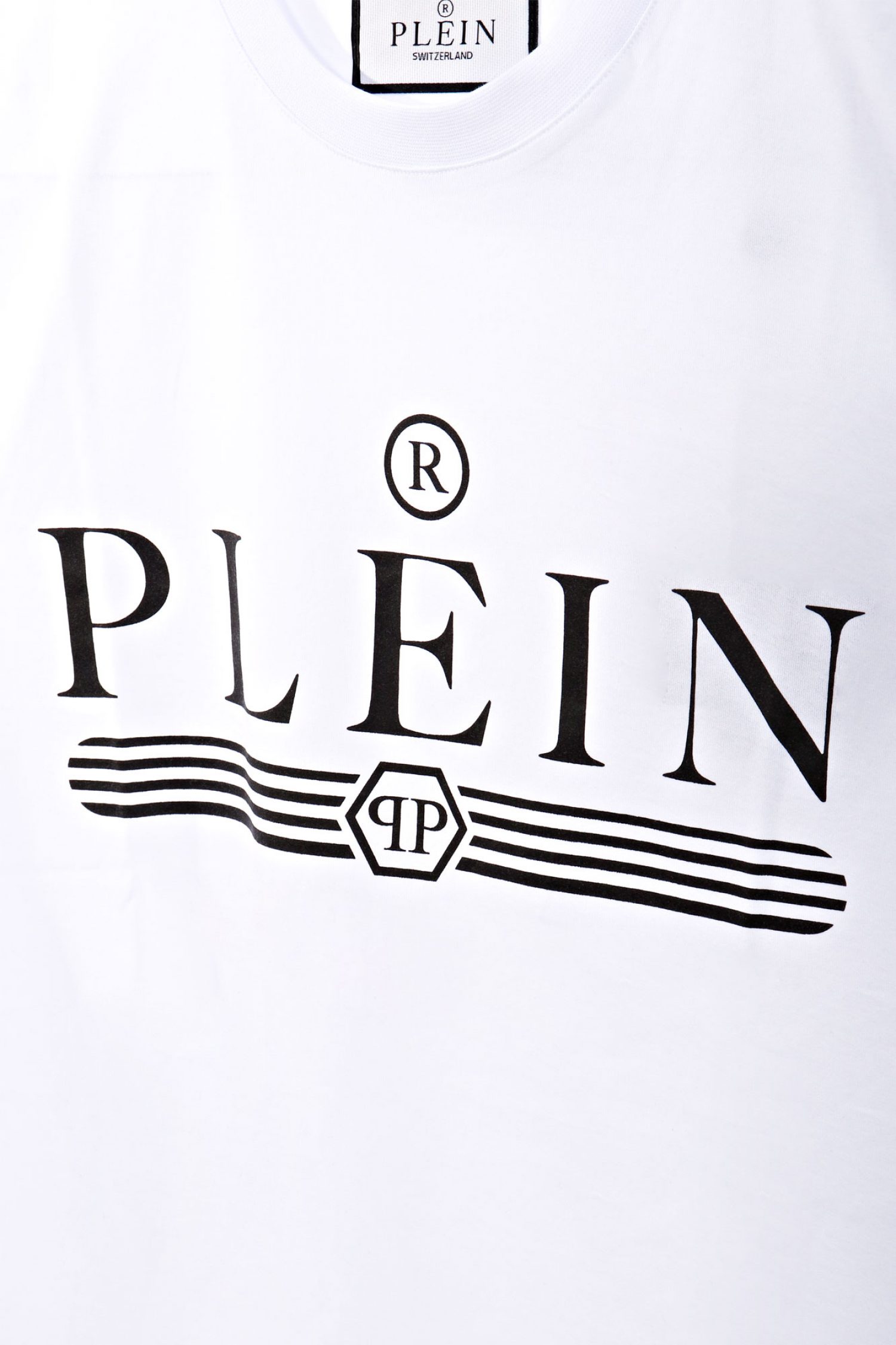 PHILIPP PLEIN T-SHIRT ROUND NECK LOGO ΛΕΥΚΟ φωτογραφία