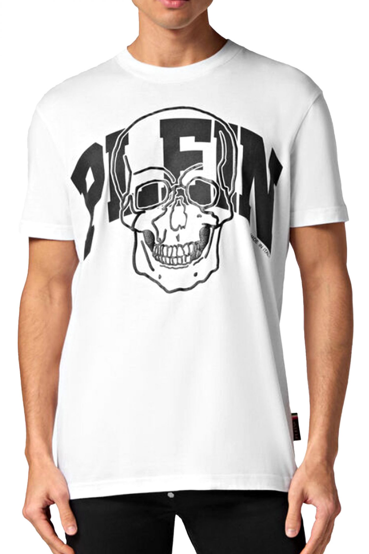 PHILIPP PLEIN T-SHIRT ROUND NECK LOGO ΛΕΥΚΟ φωτογραφία
