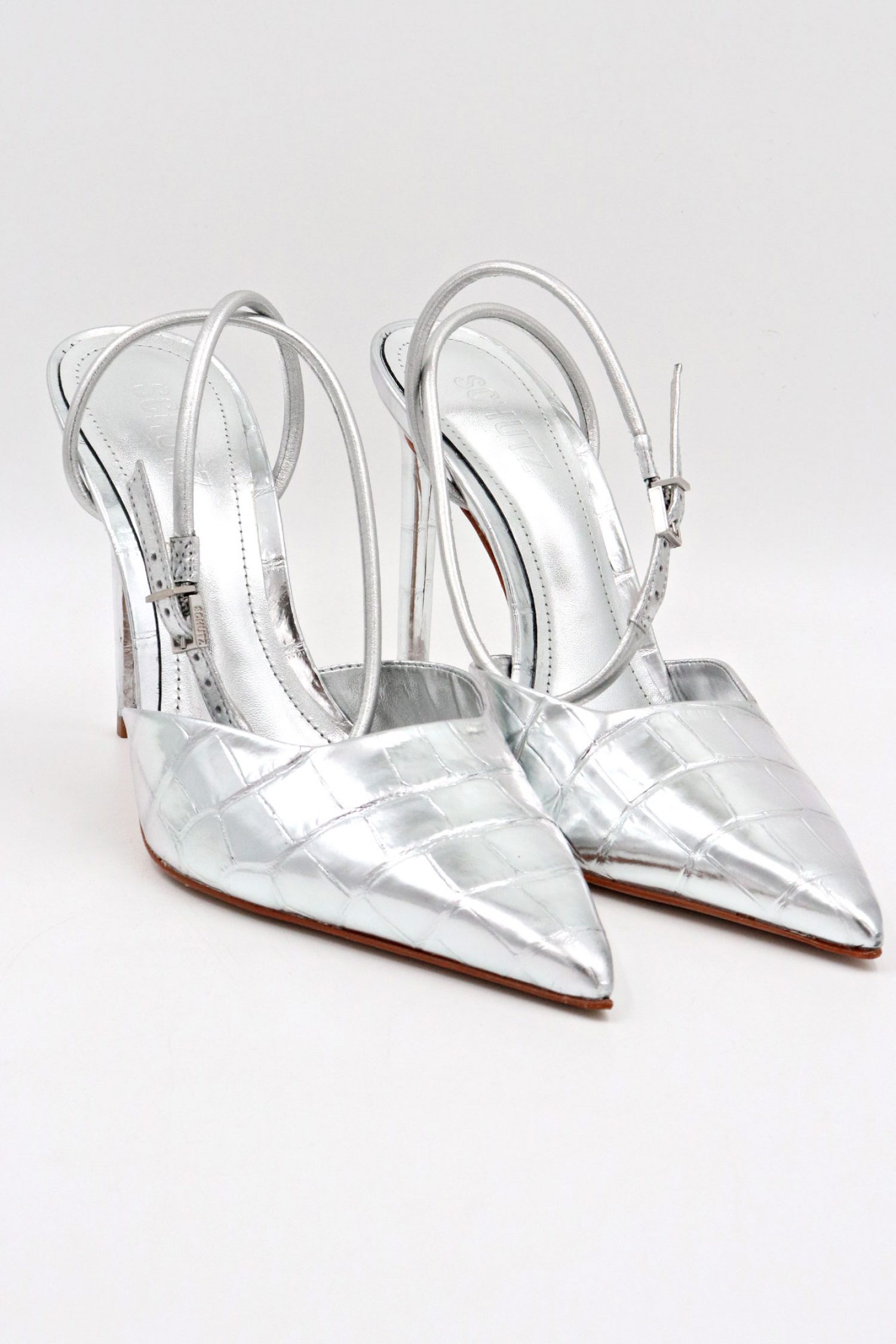 SCHUTZ ΠΑΠΟΥΤΣΙΑ MULES ANAΓΛΥΦΟ ΚΡΟΚΟ ΑΣΗΜΙ