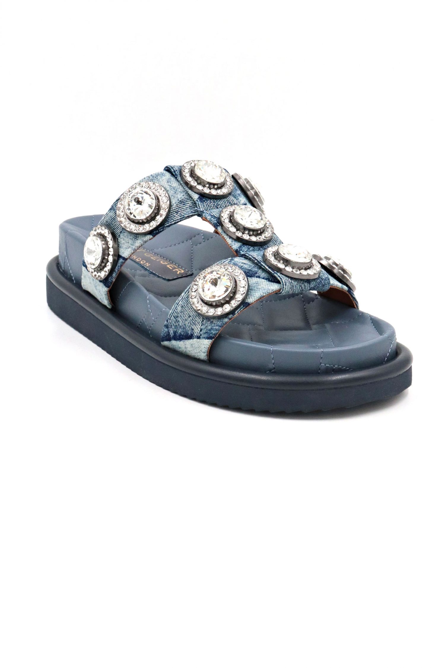 KURT GEIGER ΠΑΠΟΥΤΣΙΑ ΣΑΝΔΑΛΙΑ ΟRSON CRYSTAL TZIN DENIM ΜΠΛΕ