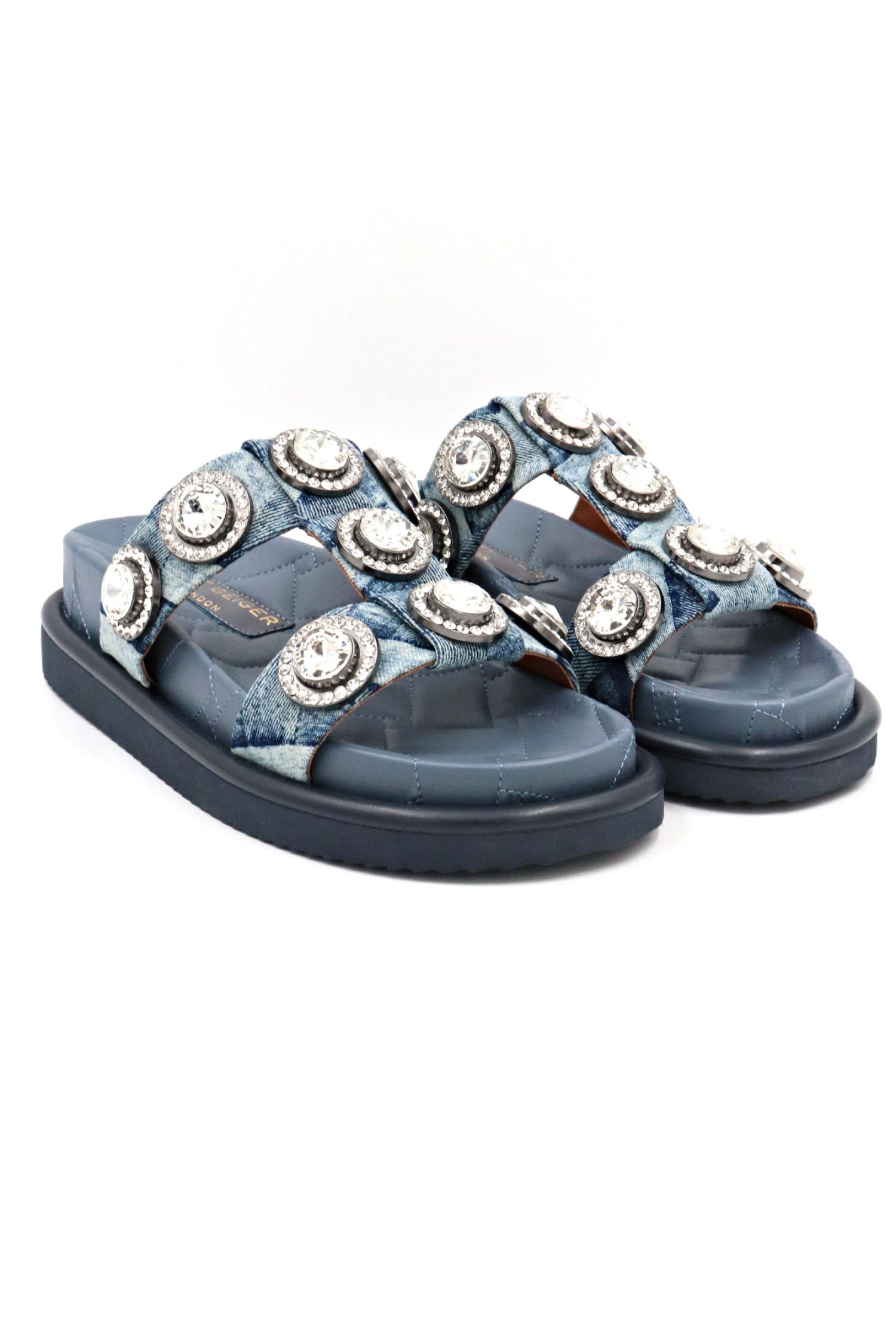 KURT GEIGER ΠΑΠΟΥΤΣΙΑ ΣΑΝΔΑΛΙΑ ΟRSON CRYSTAL TZIN DENIM ΜΠΛΕ