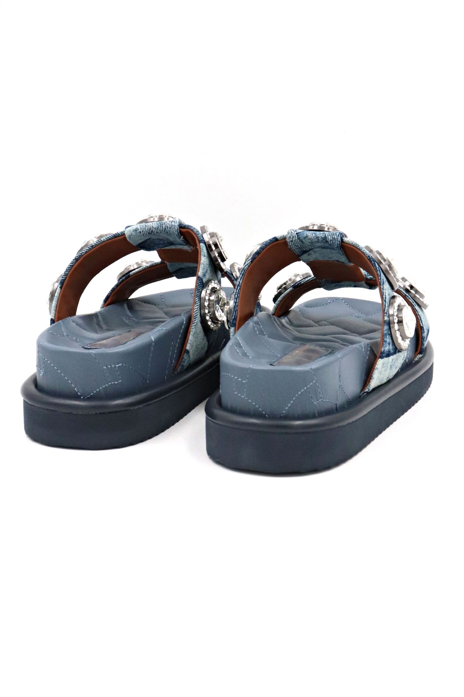 KURT GEIGER ΠΑΠΟΥΤΣΙΑ ΣΑΝΔΑΛΙΑ ΟRSON CRYSTAL TZIN DENIM ΜΠΛΕ