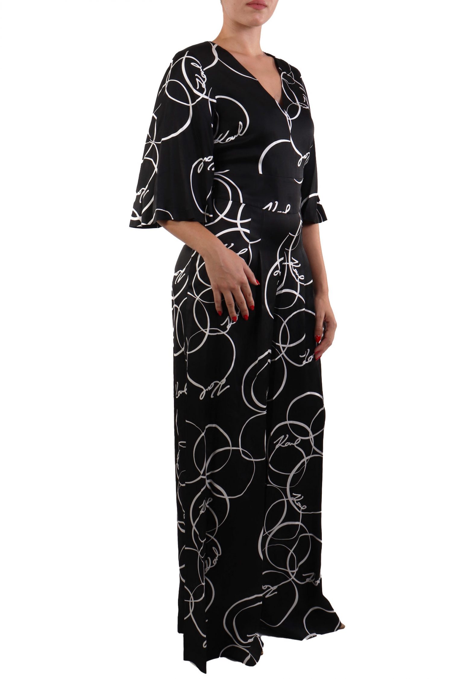 KARL LAGERFELD ΟΛΟΣΩΜΗ ΦΟΡΜΑ ΜΟΤΙΒΟ LOGO ΜΑΥΡΟ-ΛΕΥΚΟ