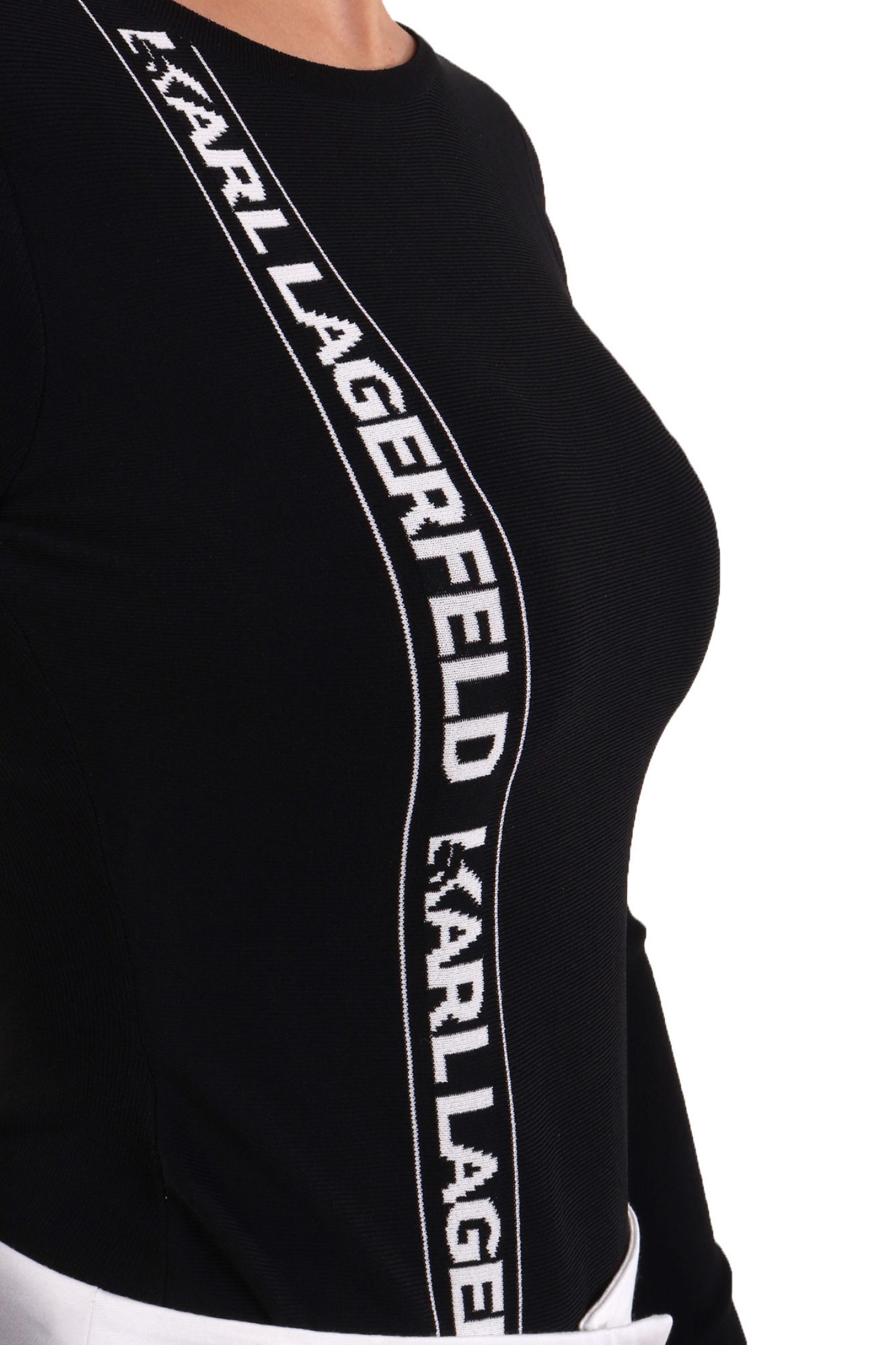 KARL LAGERFELD ΚΟΡΜΑΚΙ LOGO ΜΑΥΡΟ-ΛΕΥΚΟ φωτογραφία