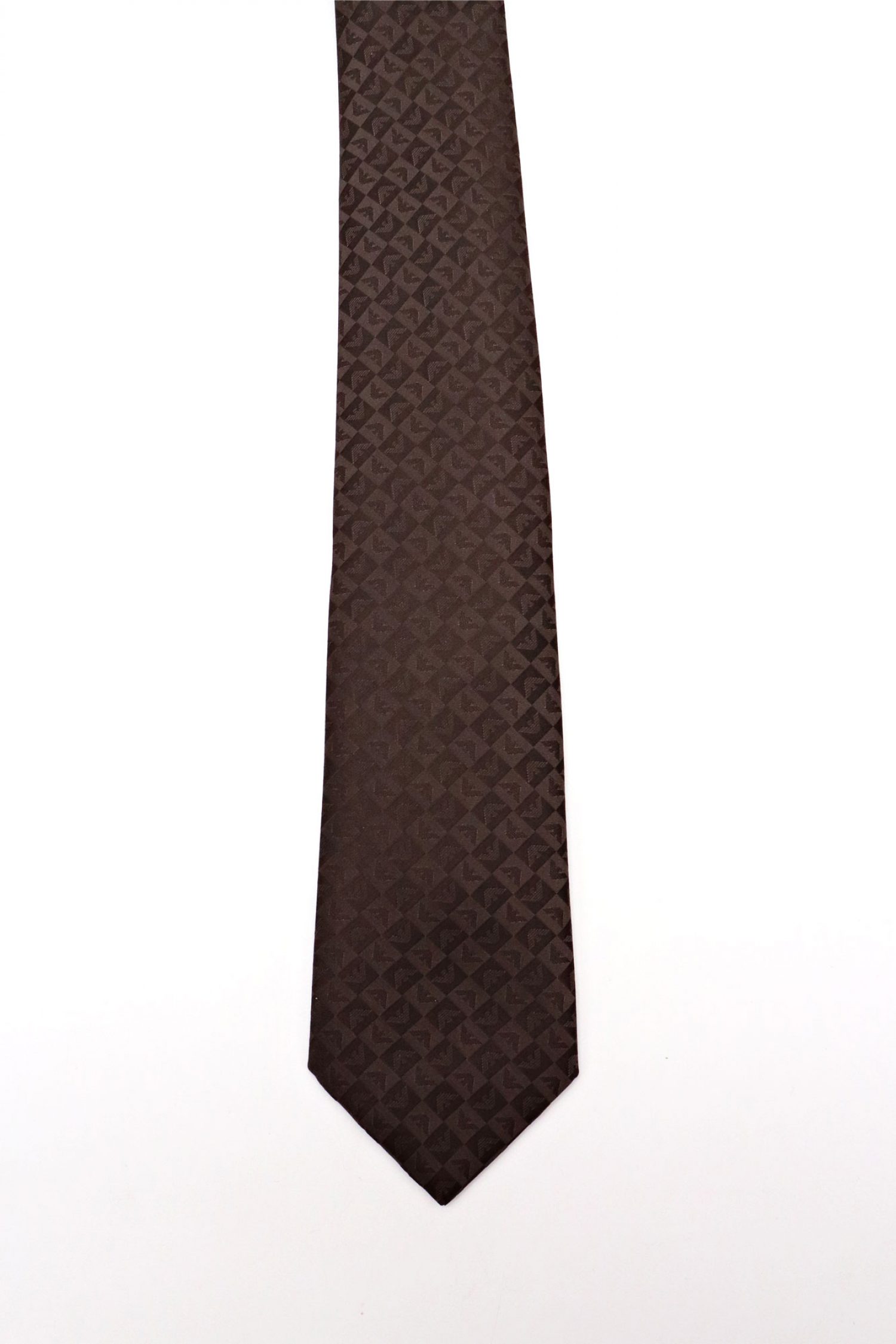 EMPORIO ARMANI ΓΡΑΒΑΤΑ 7.5CM ALL OVER PRINT LOGO ΚΑΦΕ