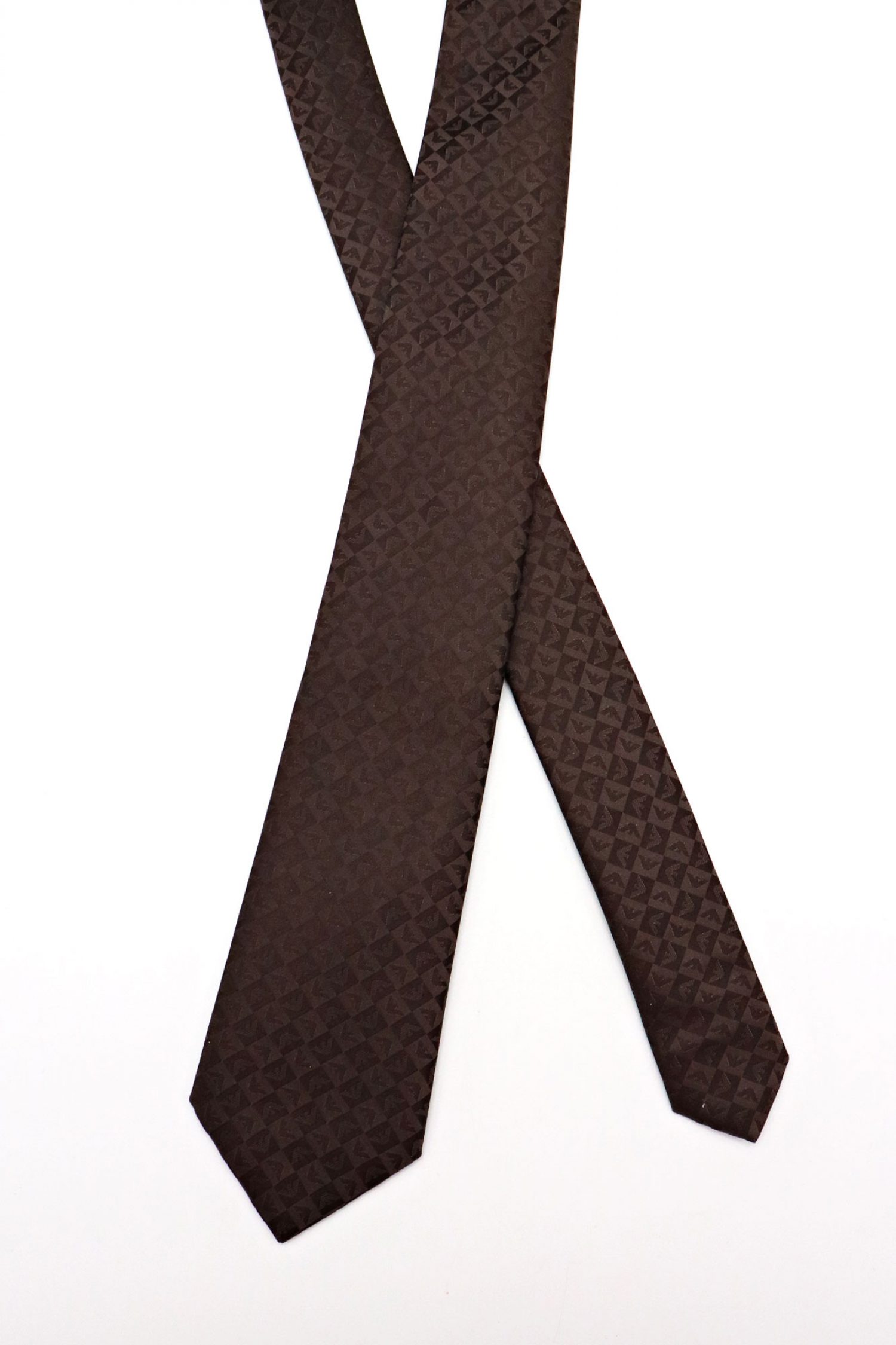 EMPORIO ARMANI ΓΡΑΒΑΤΑ 7.5CM ALL OVER PRINT LOGO ΚΑΦΕ