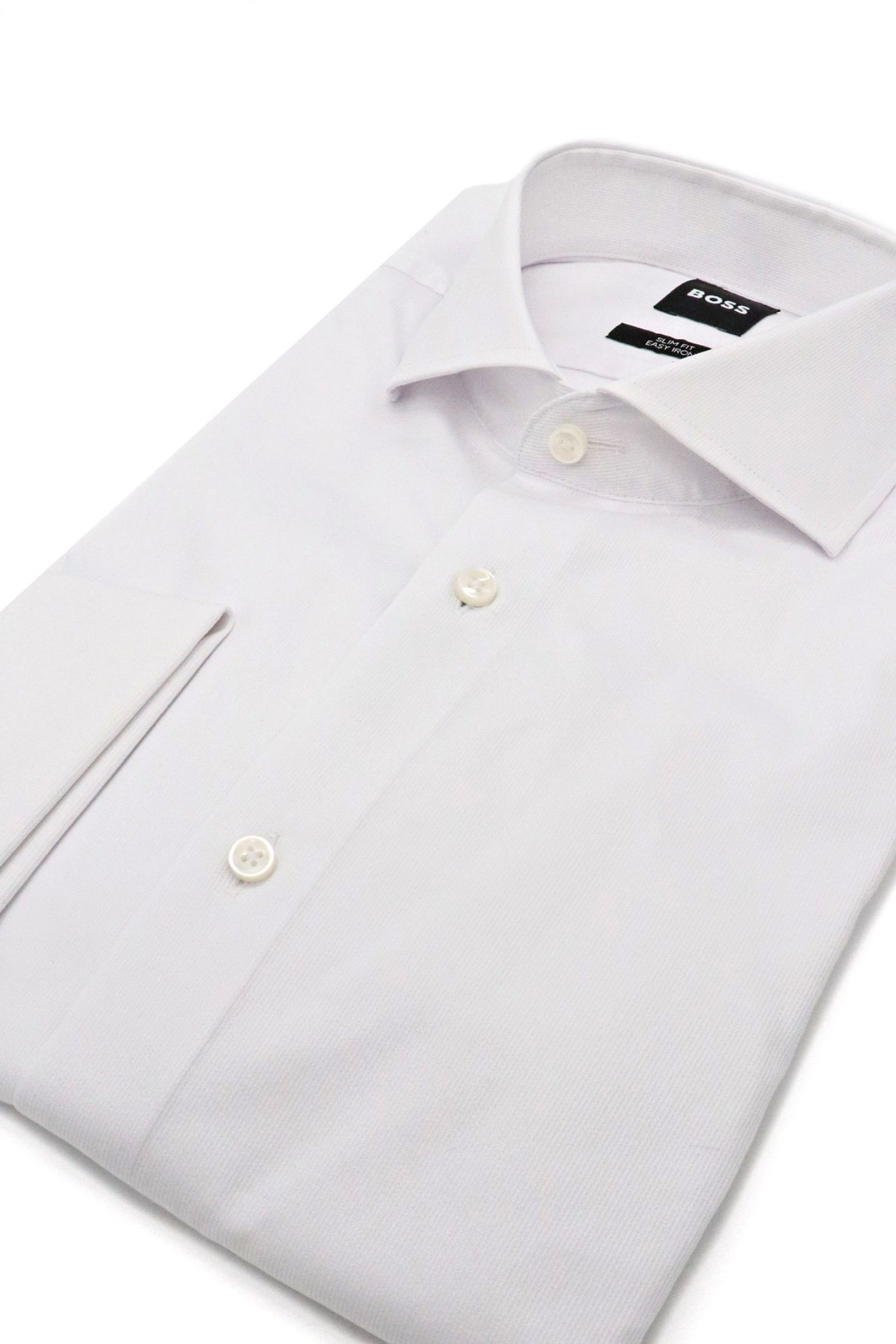 BOSS ΠΟΥΚΑΜΙΣΟ ΜΑΝΙΚΕΤΟΚΟΥΜΠΟ SLIM FIT EASY IRON H-HANK-SPREAD-DC-214 ΛΕΥΚΟ