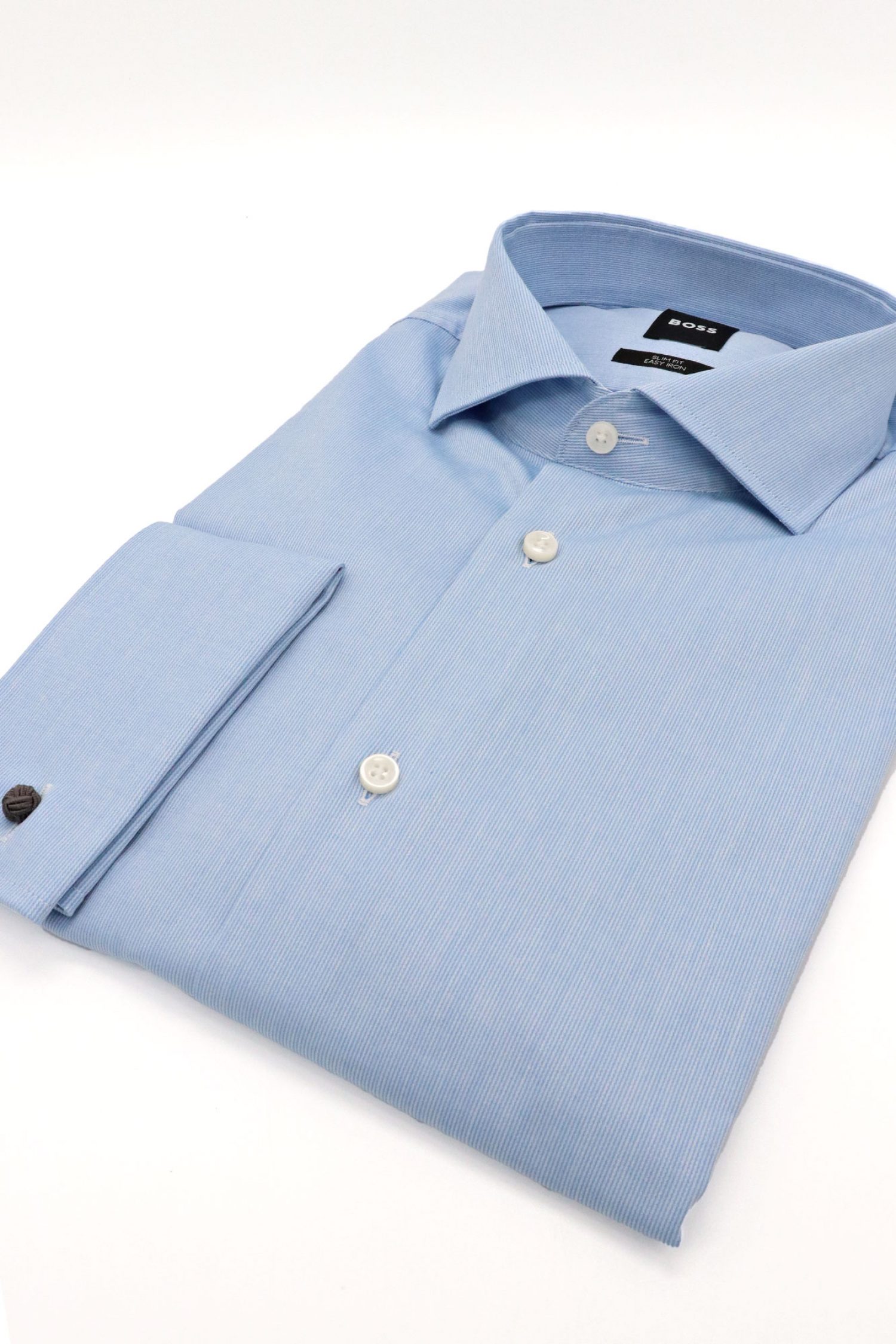 BOSS ΠΟΥΚΑΜΙΣΟ ΜΑΝΙΚΕΤΟΚΟΥΜΠΟ SLIM FIT EASY IRON H-HANK-SPREAD-DC-214 ΣΙΕΛ