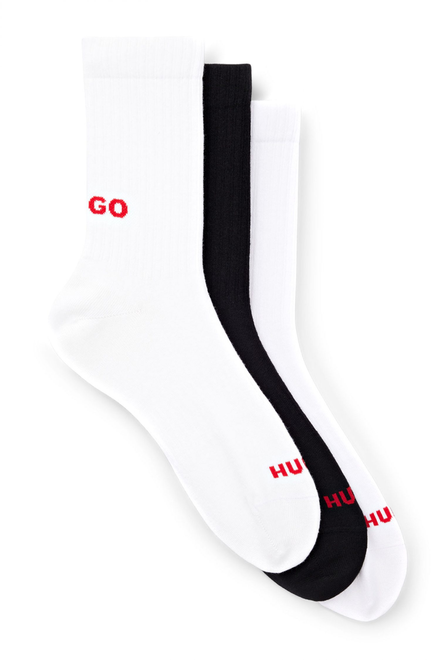 HUGO ΚΑΛΤΣΕΣ 3-PACK QS MESSAGES CC ΛΕΥΚΟ-ΜΑΥΡΟ