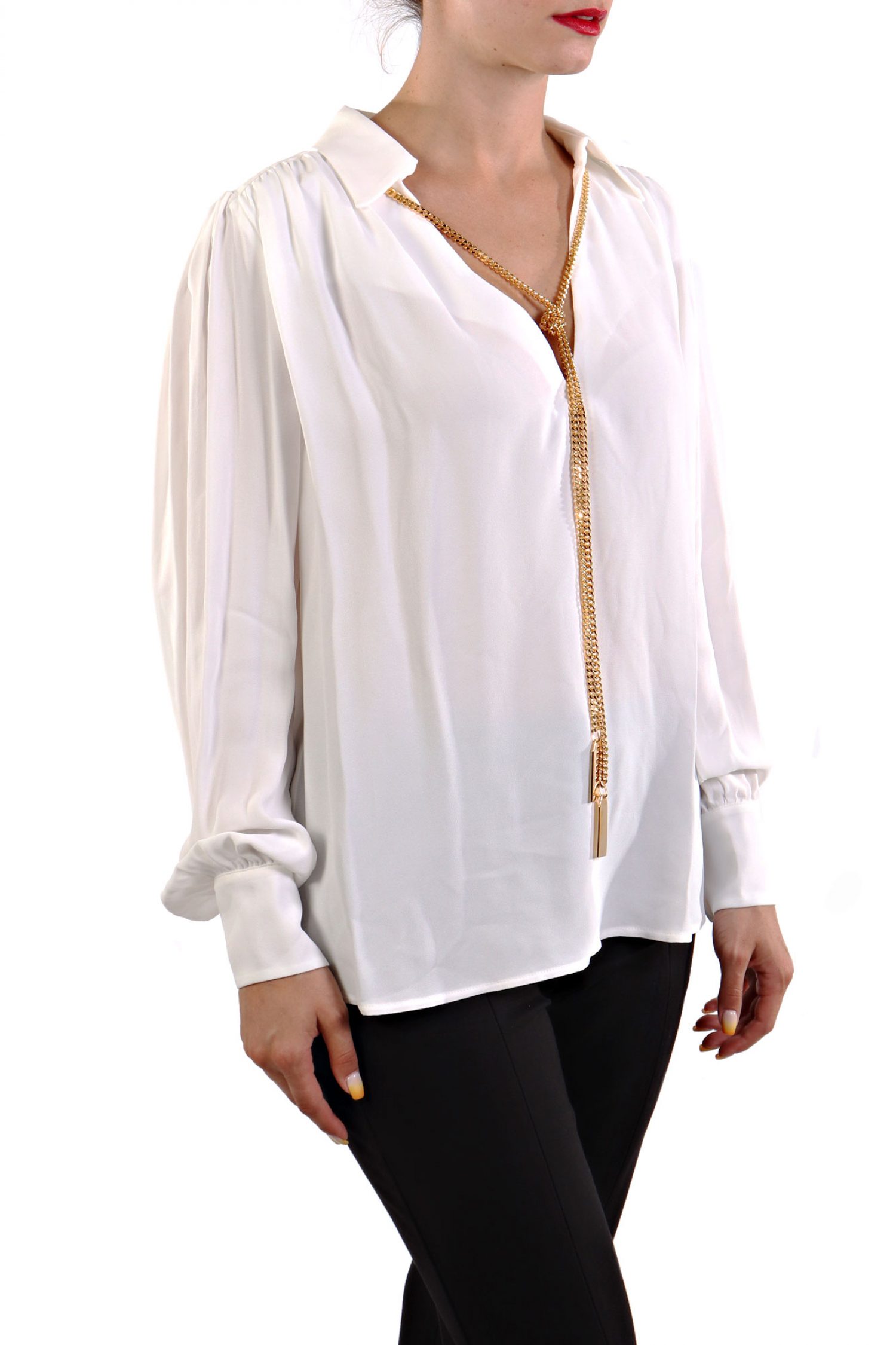 ELISABETTA FRANCHI ΜΠΛΟΥΖΑ ΓΙΑΚΑΣ V ΚΟΛΙΕ ΛΕΥΚΟ