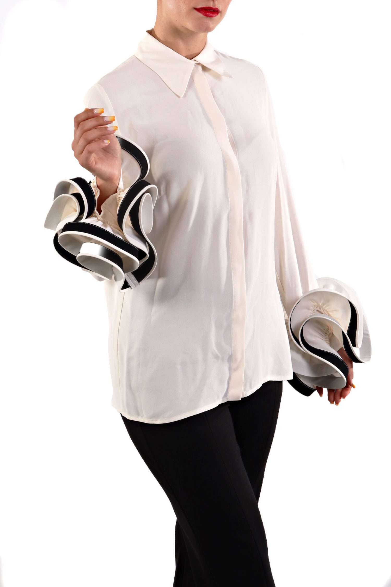 ELISABETTA FRANCHI ΠΟΥΚΑΜΙΣΟ ΒΟΛΑΝ ΜΑΝΙΚΙ ΕΚΡΟΥ