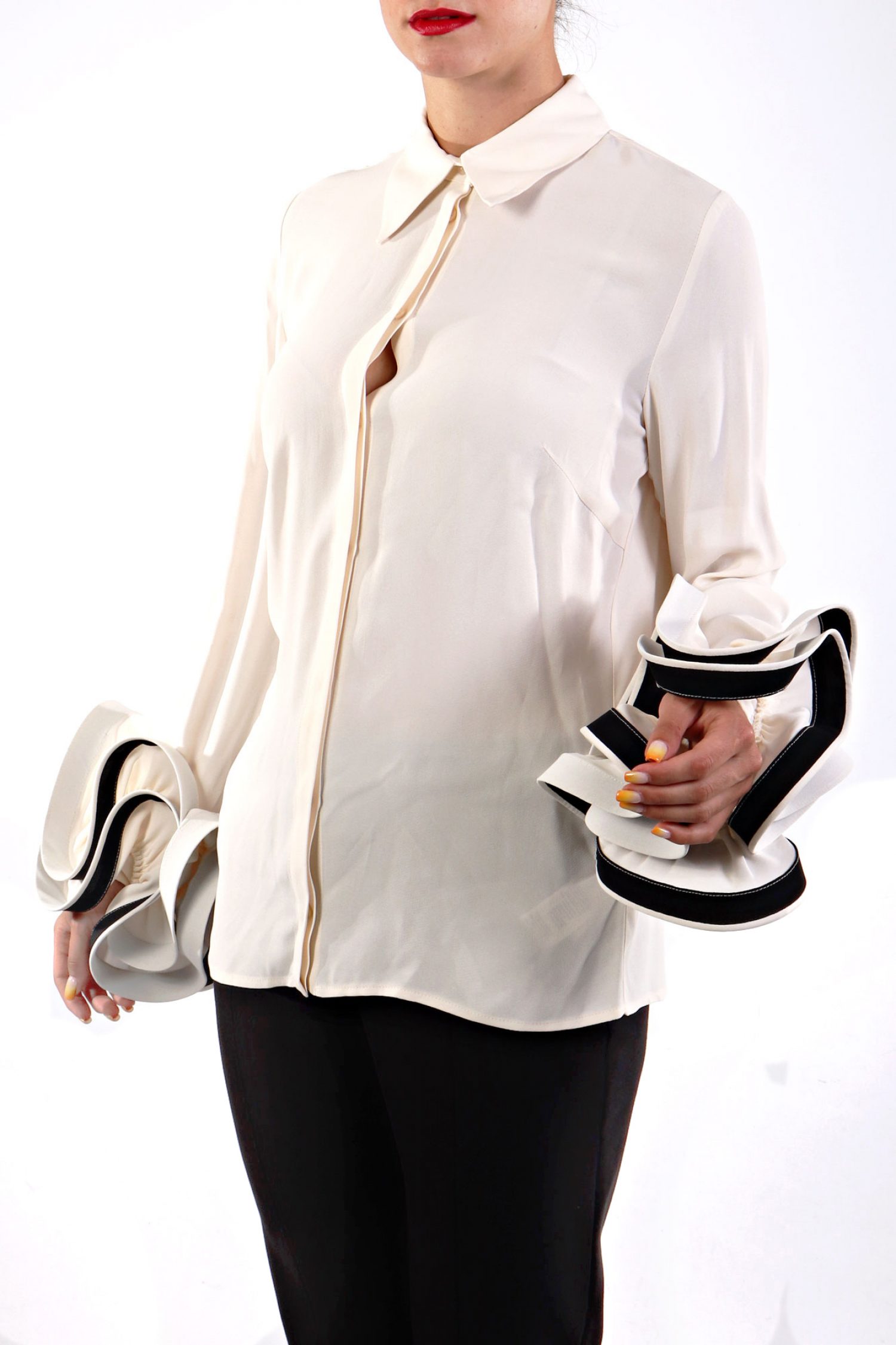 ELISABETTA FRANCHI ΠΟΥΚΑΜΙΣΟ ΒΟΛΑΝ ΜΑΝΙΚΙ ΕΚΡΟΥ